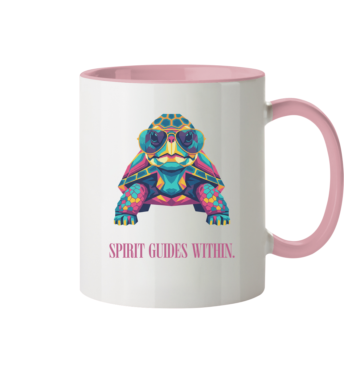  Tasse in Weiß & Altrosa mit Krafttier Schildkröte Motiv