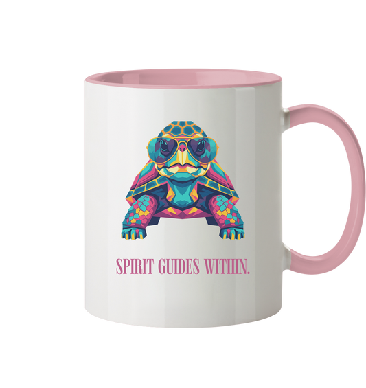  Tasse in Weiß & Altrosa mit Krafttier Schildkröte Motiv