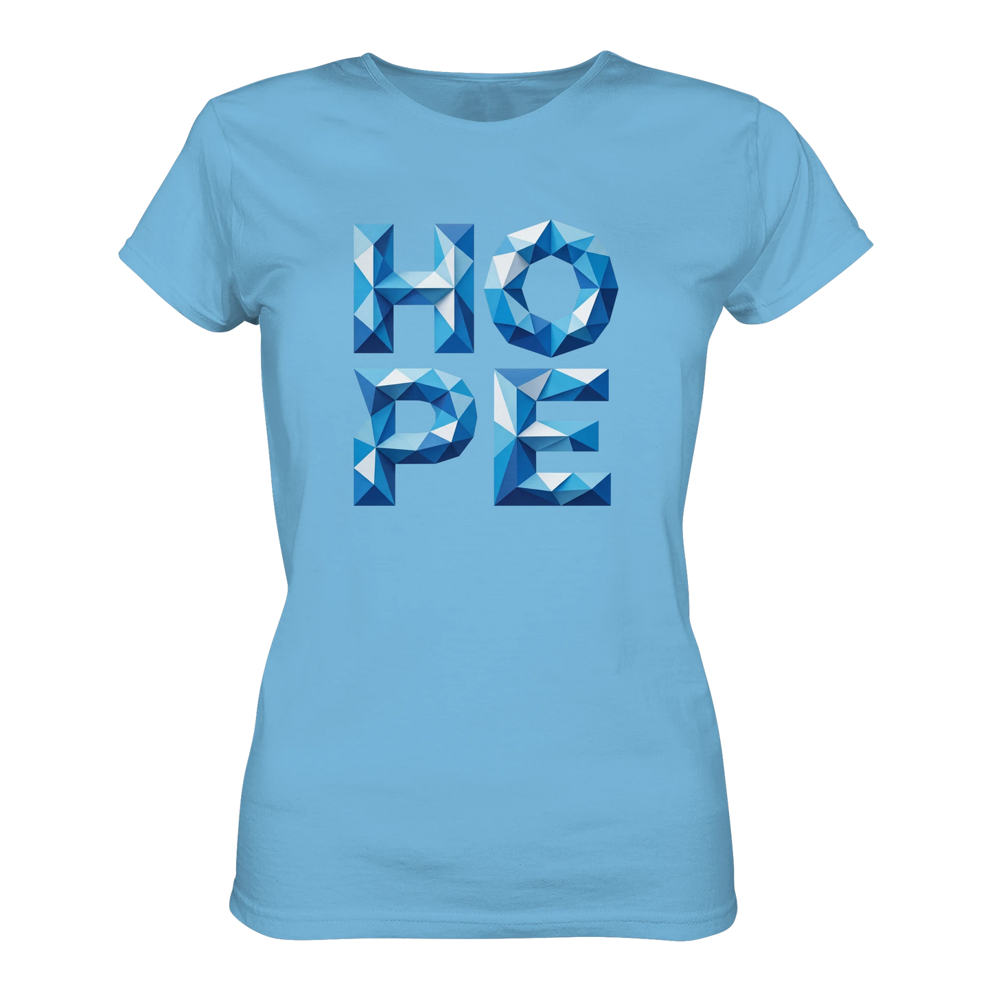Bio Damen Produkt in Aqua Blue mit HOPE Trust What’s Coming Design