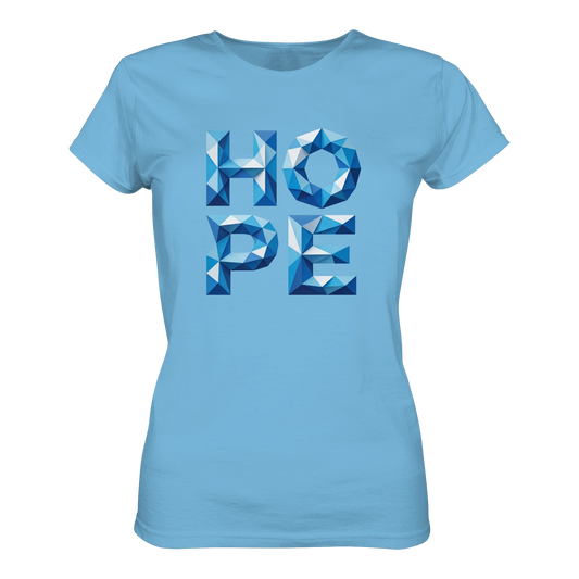 Bio Damen Produkt in Aqua Blue mit HOPE Trust What’s Coming Design