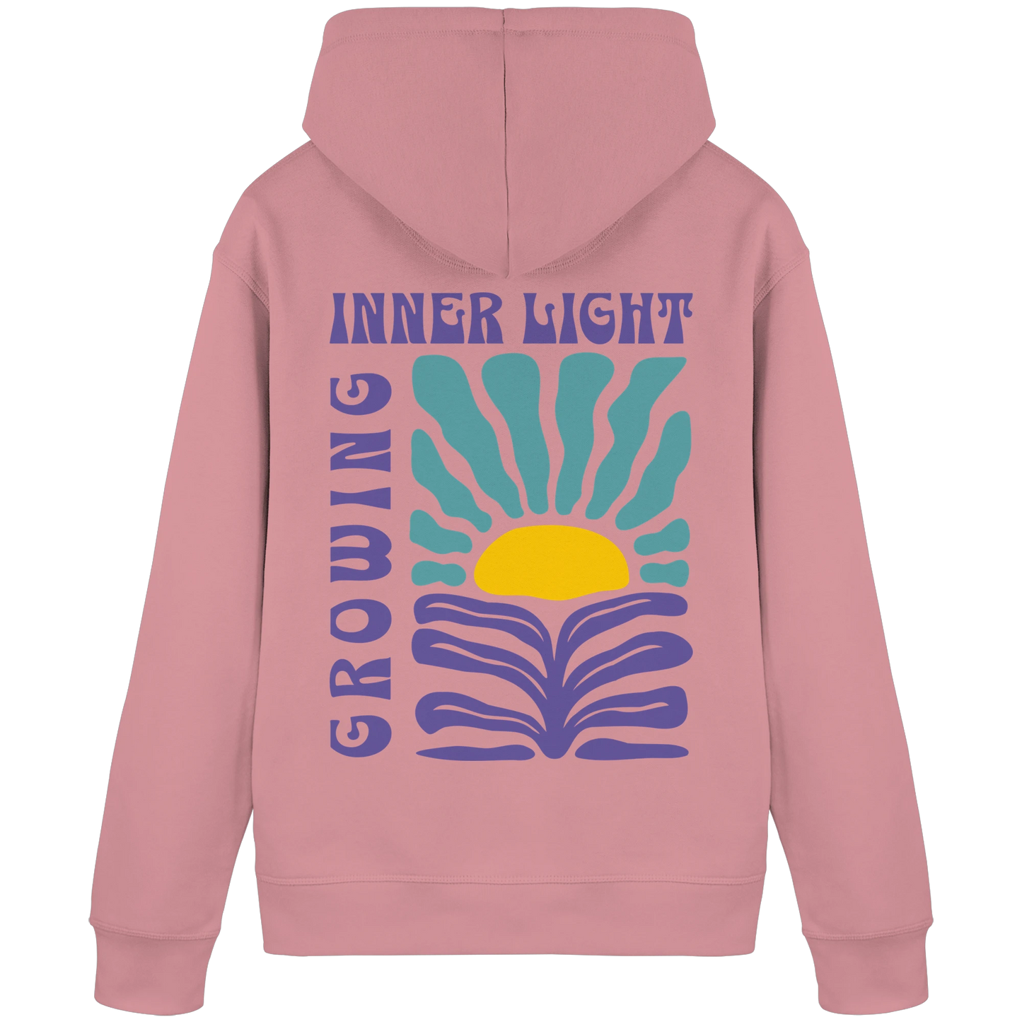 Bio Damen Hoodie in Caribbean Blue mit Inner Light Design