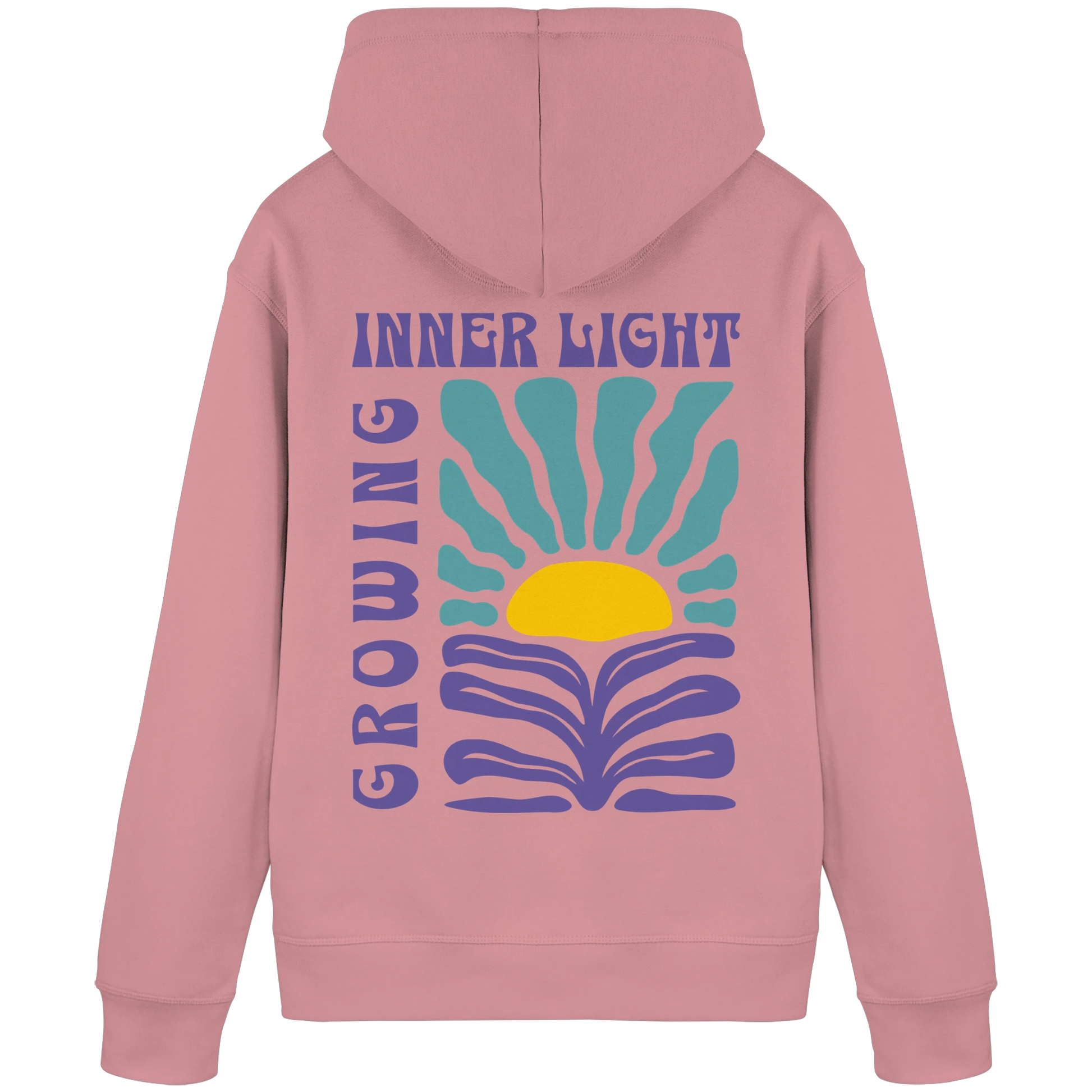 Bio Damen Hoodie in Caribbean Blue mit Inner Light Design