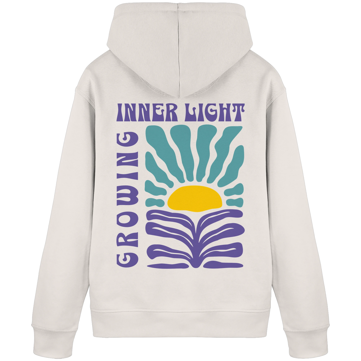 Bio Damen Hoodie in Caribbean Blue mit Inner Light Design