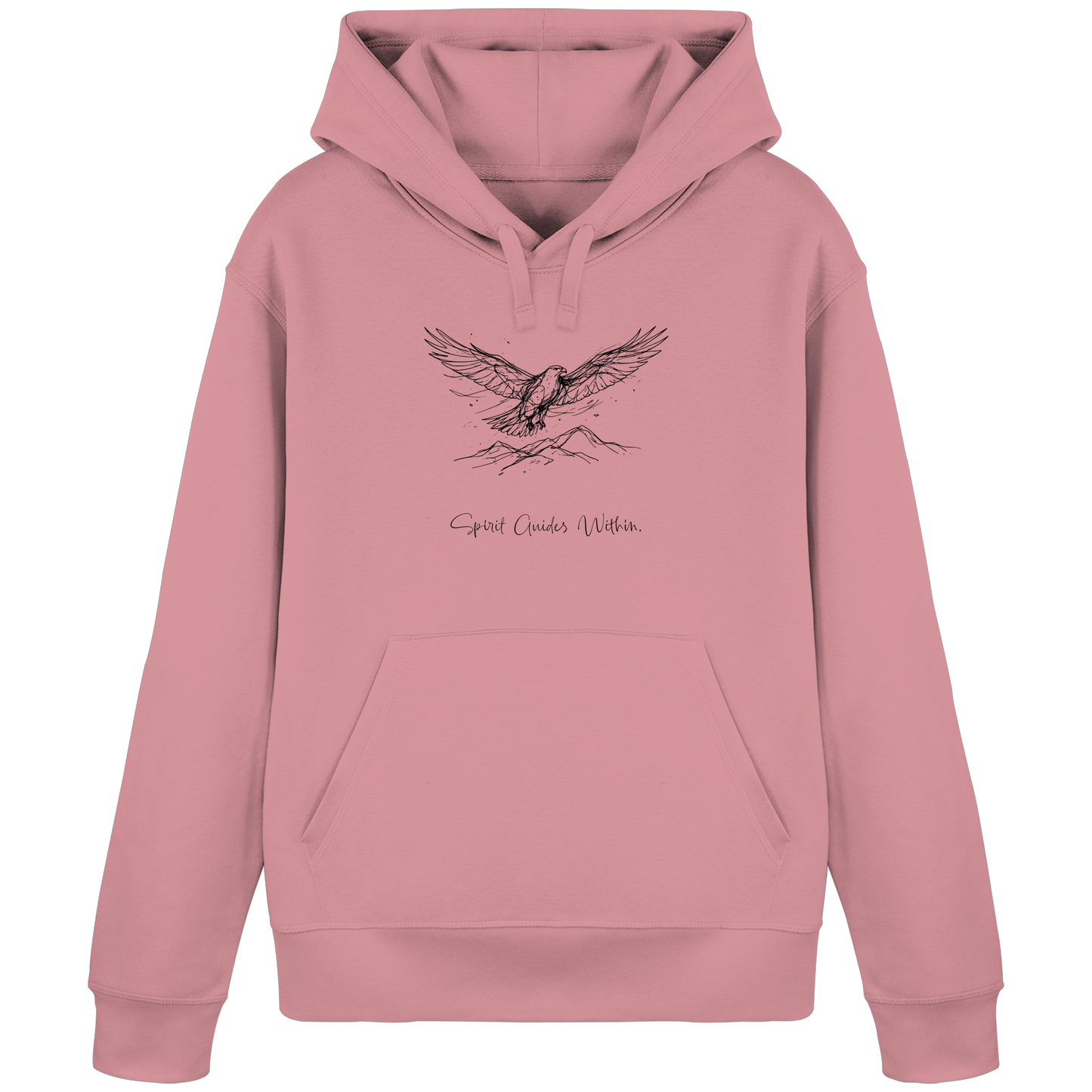 Bio Damen Hoodie in Canyon Pink mit Krafttier Adler Lineart Motiv