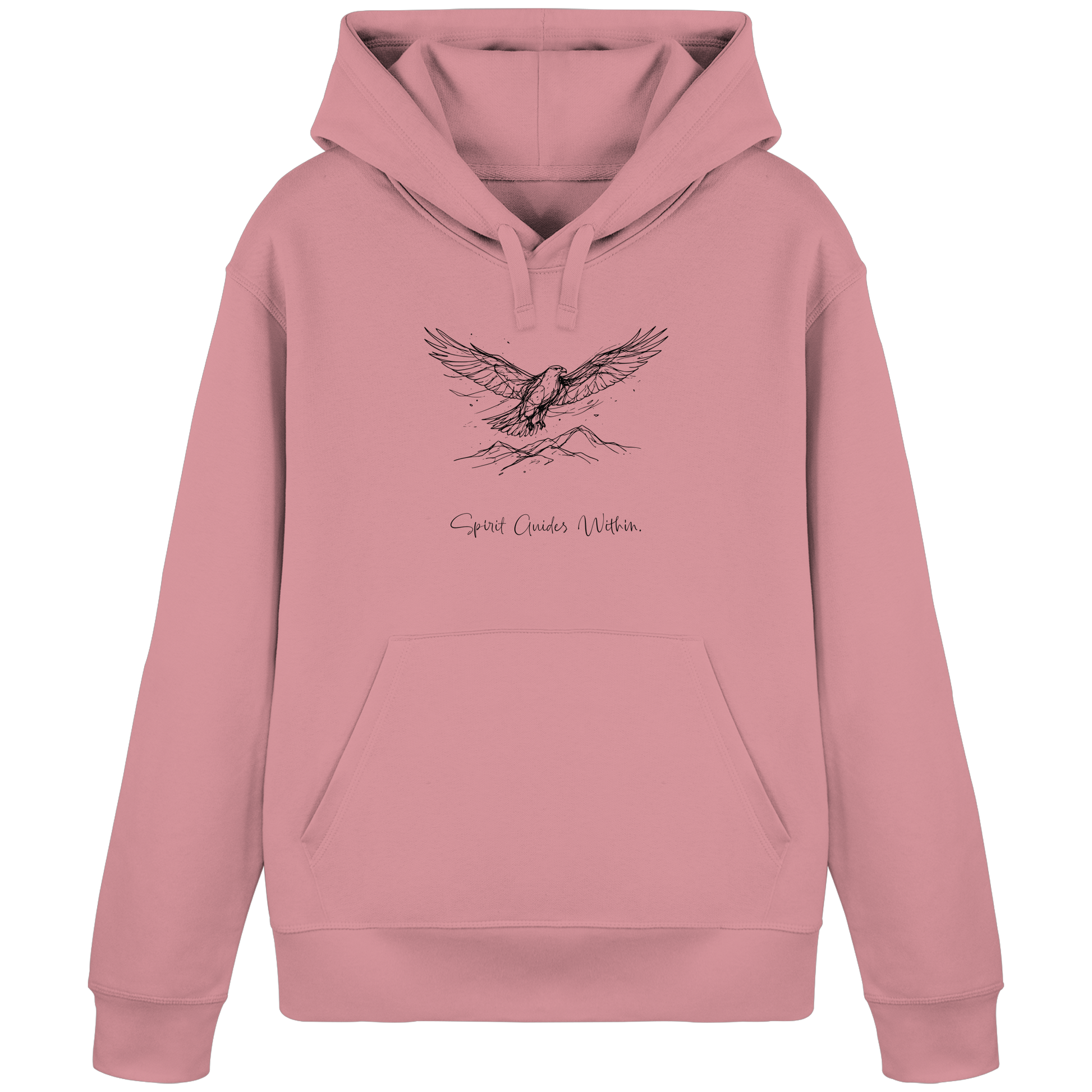 Bio Damen Hoodie in Canyon Pink mit Krafttier Adler Lineart Motiv