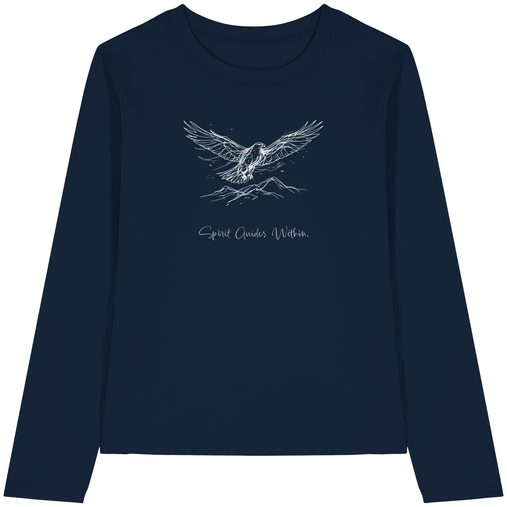 Bio Damen Langarmshirt in Cool Heather Grey mit Krafttier Adler Lineart Motiv