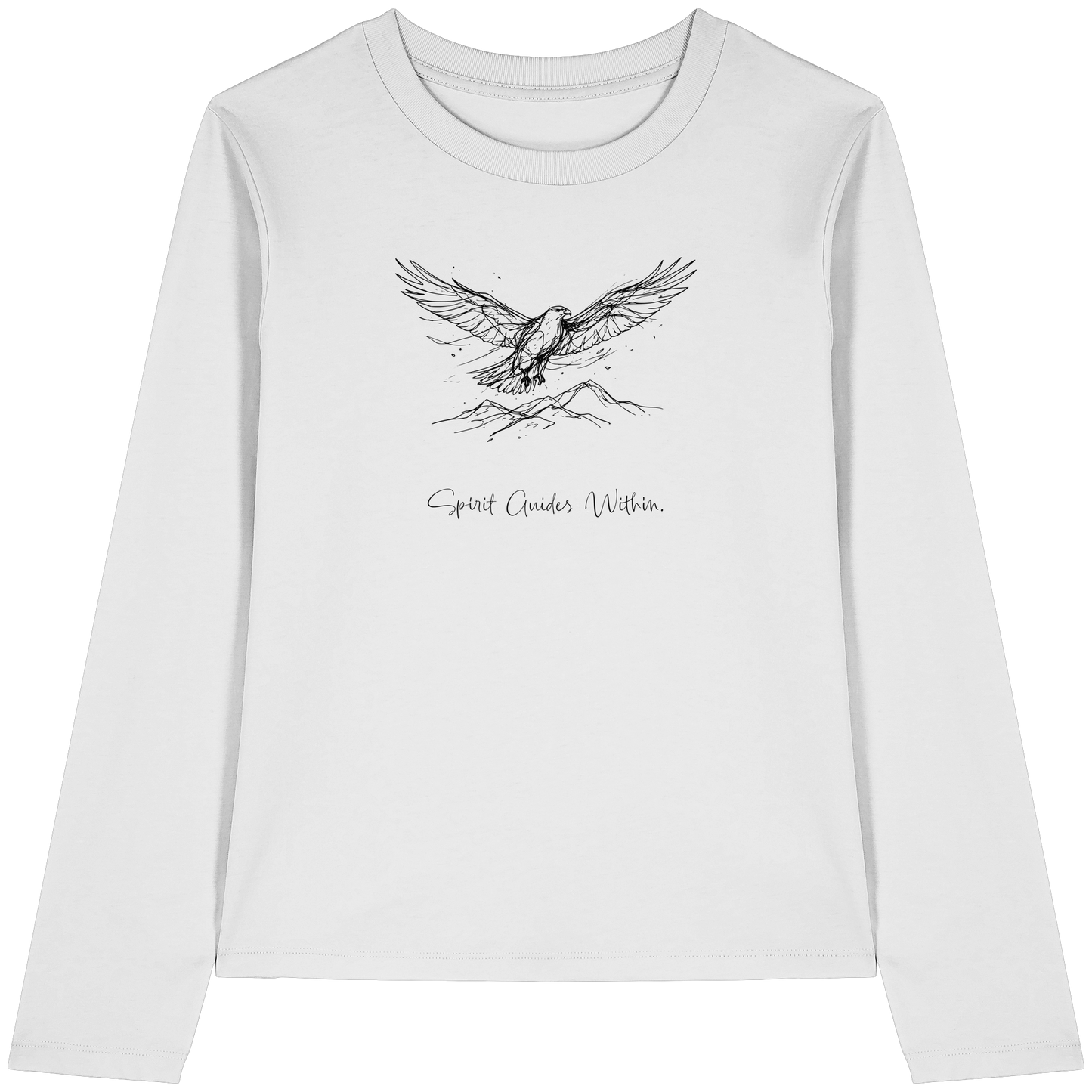 Bio Damen Langarmshirt in Cool Heather Grey mit Krafttier Adler Lineart Motiv