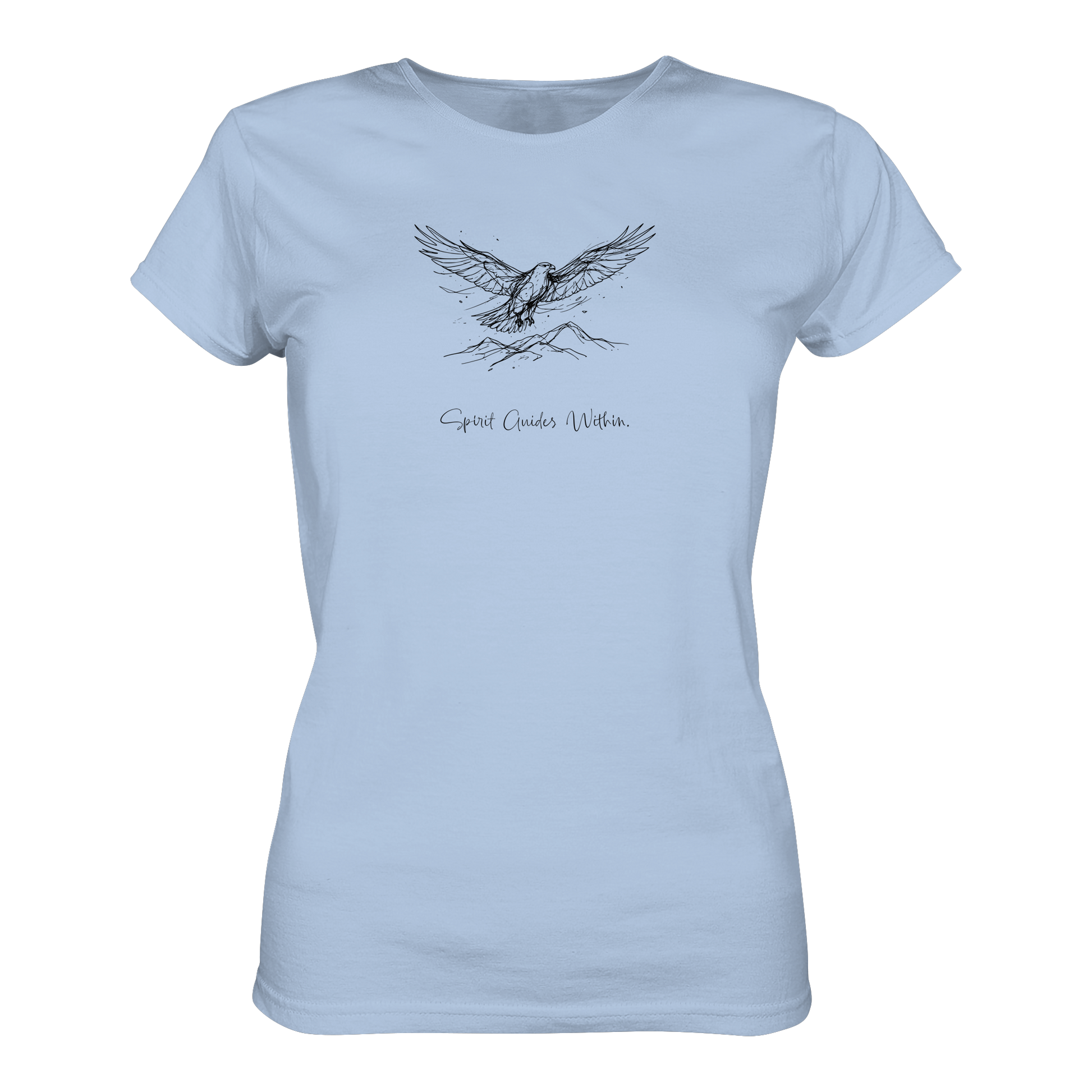 Bio Damen T-Shirt in Blue Soul mit Krafttier Adler Lineart Motiv