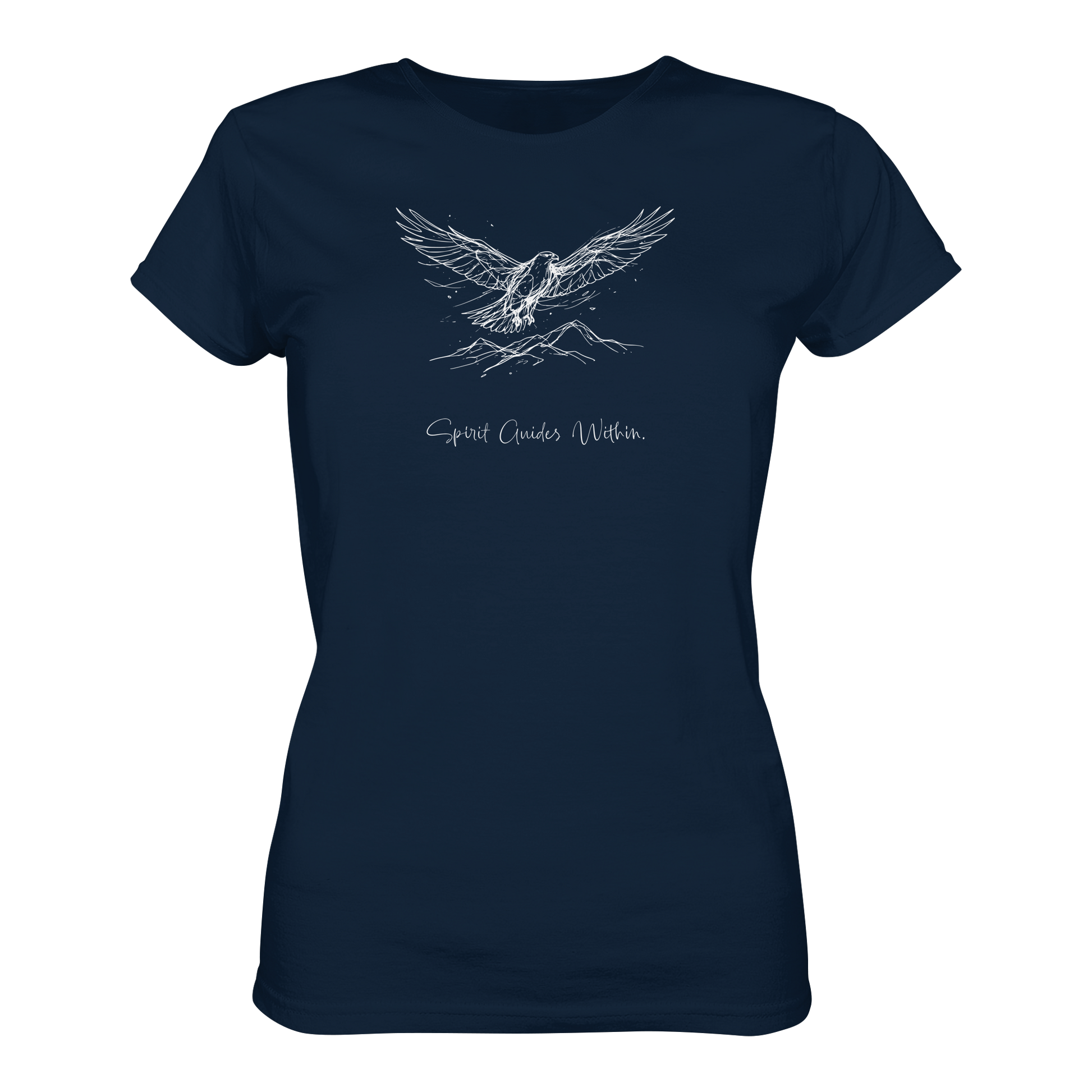 Bio Damen T-Shirt in Blue Soul mit Krafttier Adler Lineart Motiv