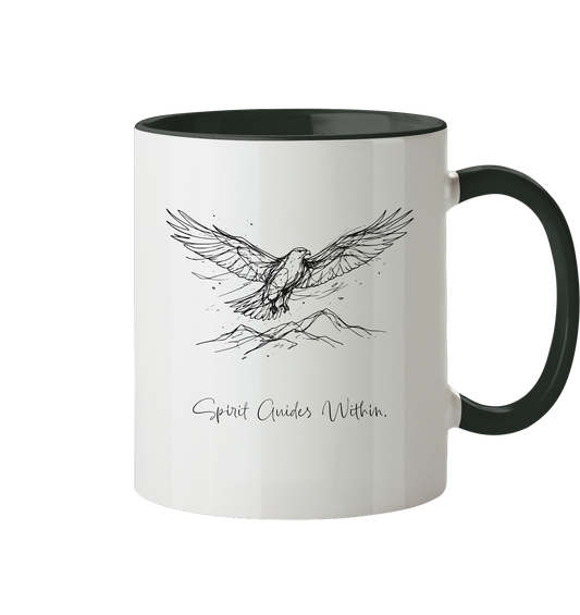  Tasse in Weiß & Schwarz mit Krafttier Adler Lineart Motiv