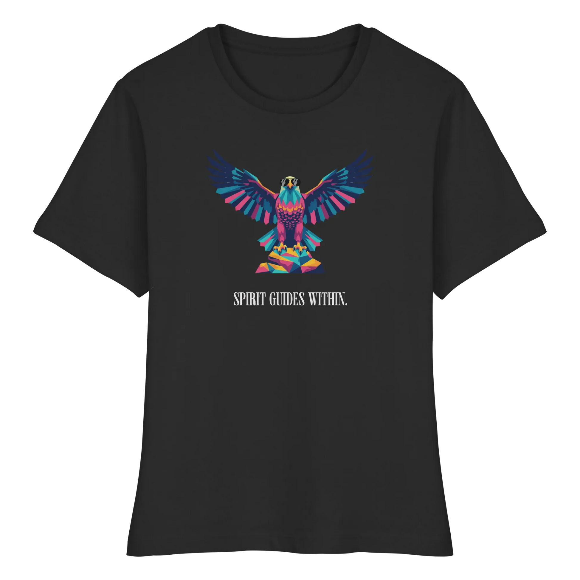 tailliertes Bio Damen Shirt in White mit Krafttier Adler Geometric Motiv