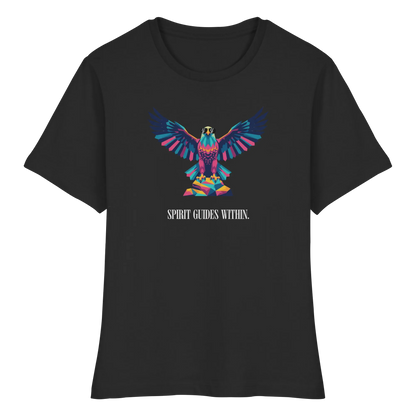 tailliertes Bio Damen Shirt in White mit Krafttier Adler Geometric Motiv
