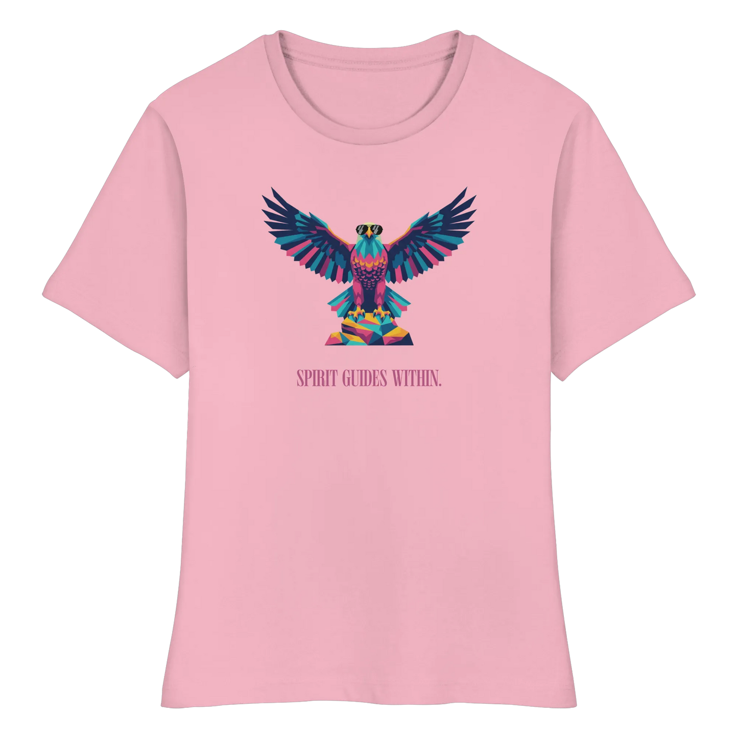 tailliertes Bio Damen Shirt in White mit Krafttier Adler Geometric Motiv