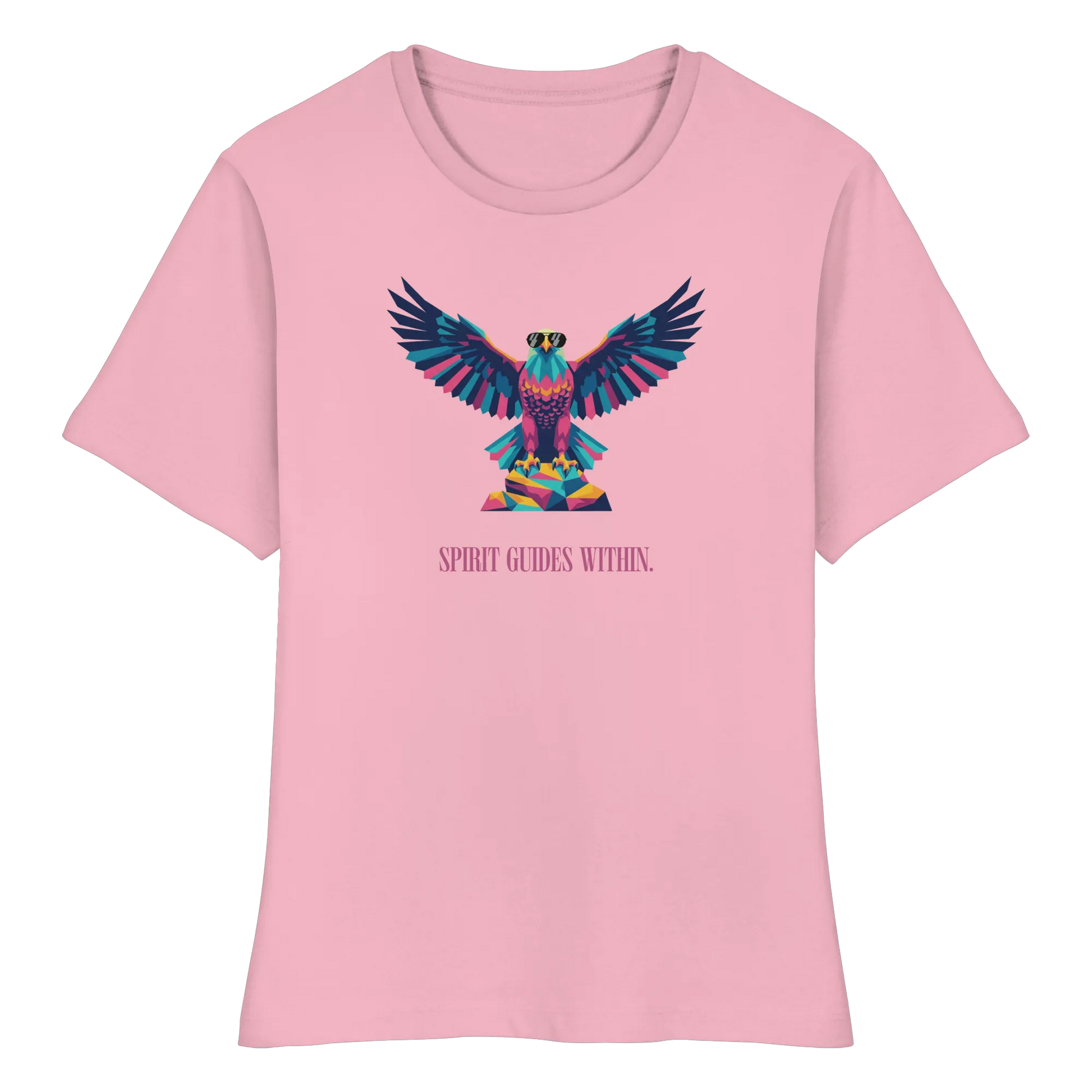 tailliertes Bio Damen Shirt in White mit Krafttier Adler Geometric Motiv