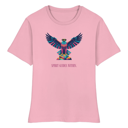 tailliertes Bio Damen Shirt in White mit Krafttier Adler Geometric Motiv