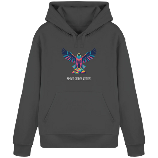 Bio Damen Hoodie in Anthracite mit Krafttier Adler Geometric Motiv
