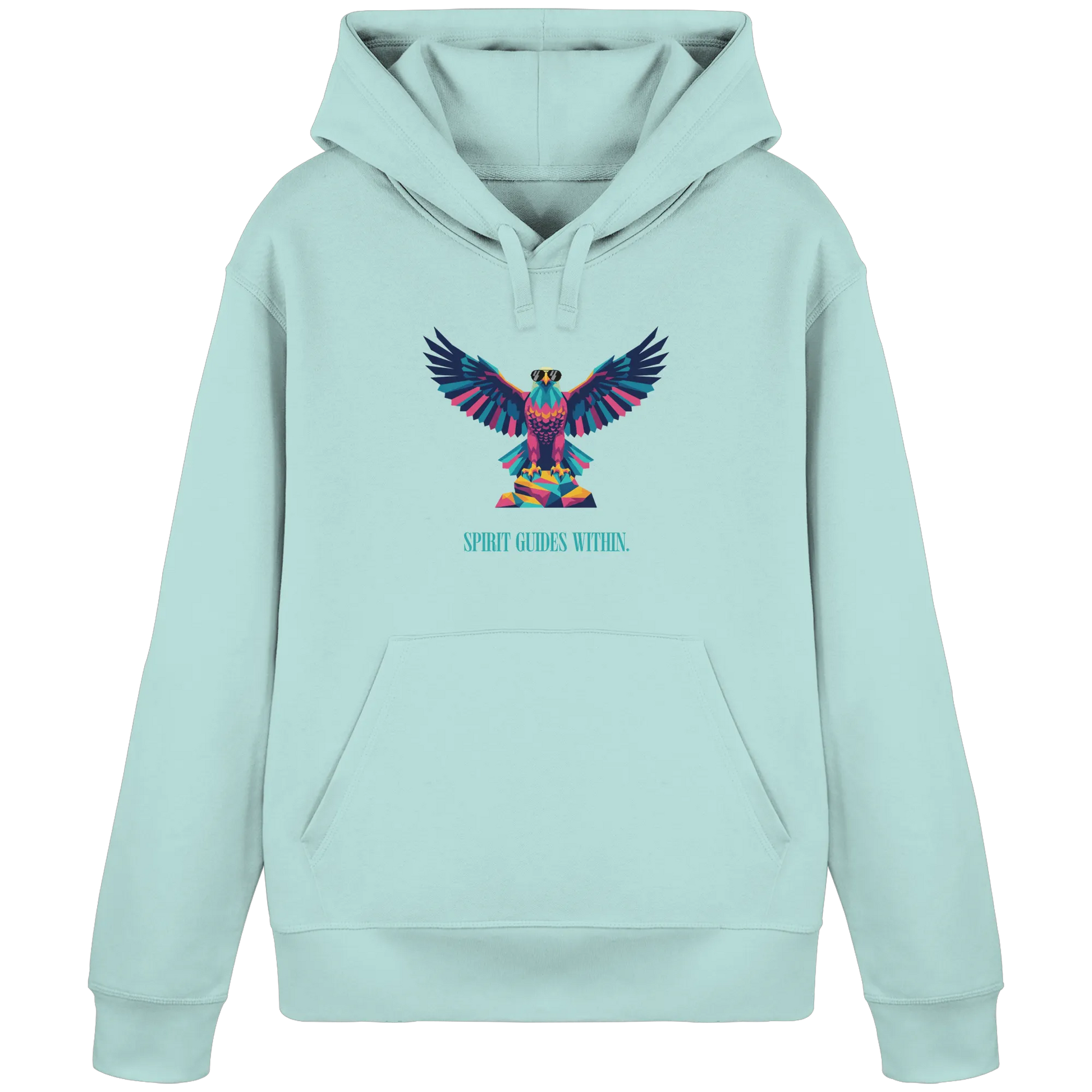 Bio Damen Hoodie in Anthracite mit Krafttier Adler Geometric Motiv