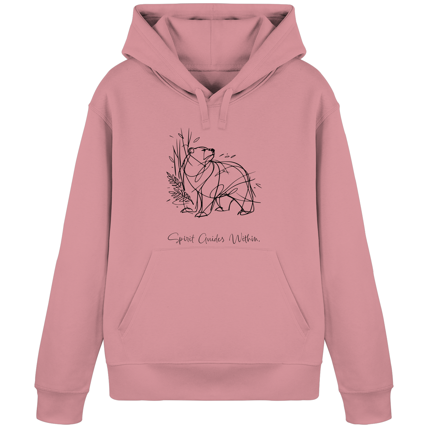 Bio Damen Hoodie in Canyon Pink mit Krafttier Bär Lineart Motiv