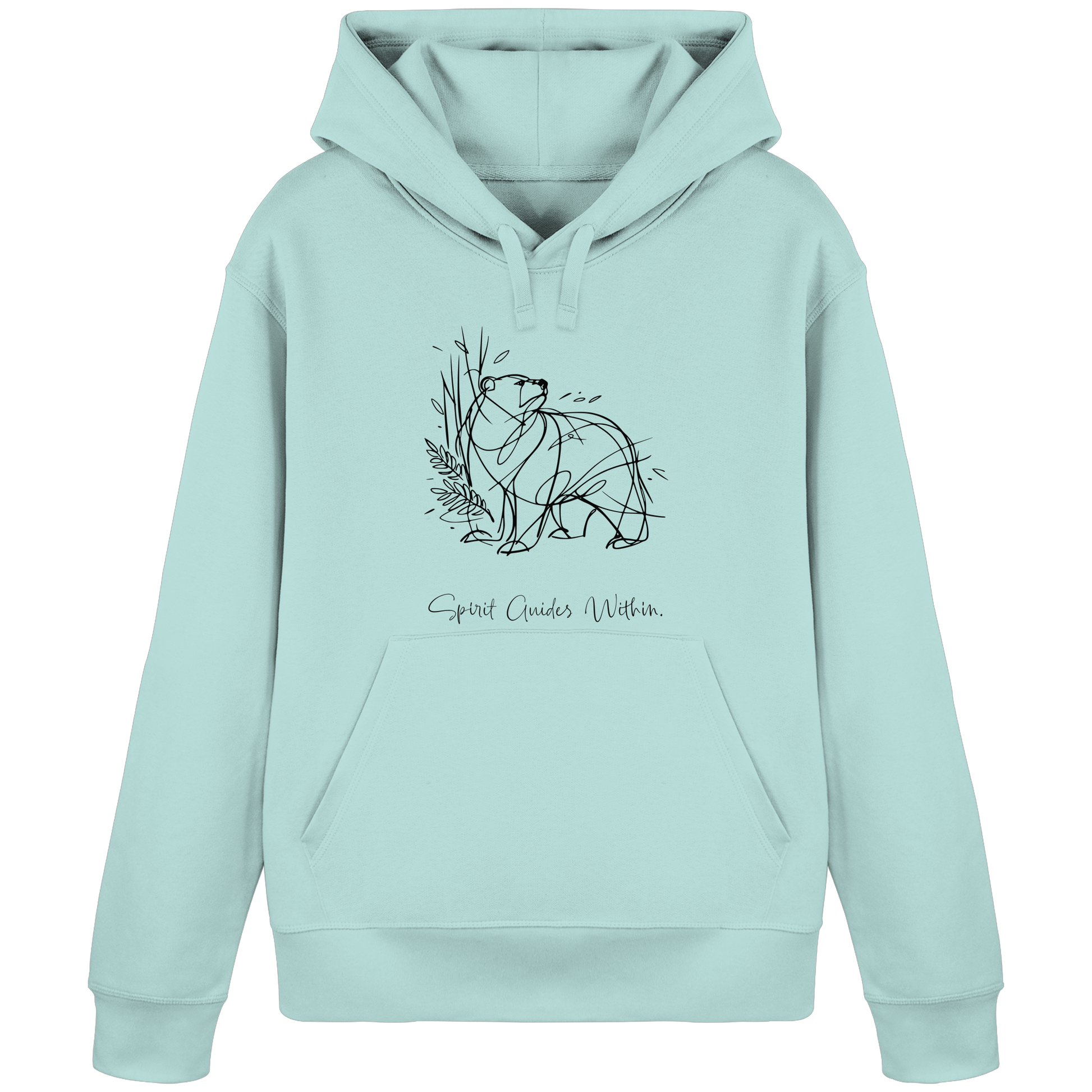 Bio Damen Hoodie in Canyon Pink mit Krafttier Bär Lineart Motiv