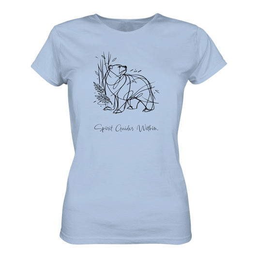 Bio Damen Shirt in Blue Soul mit Krafttier Bär Lineart Motiv
