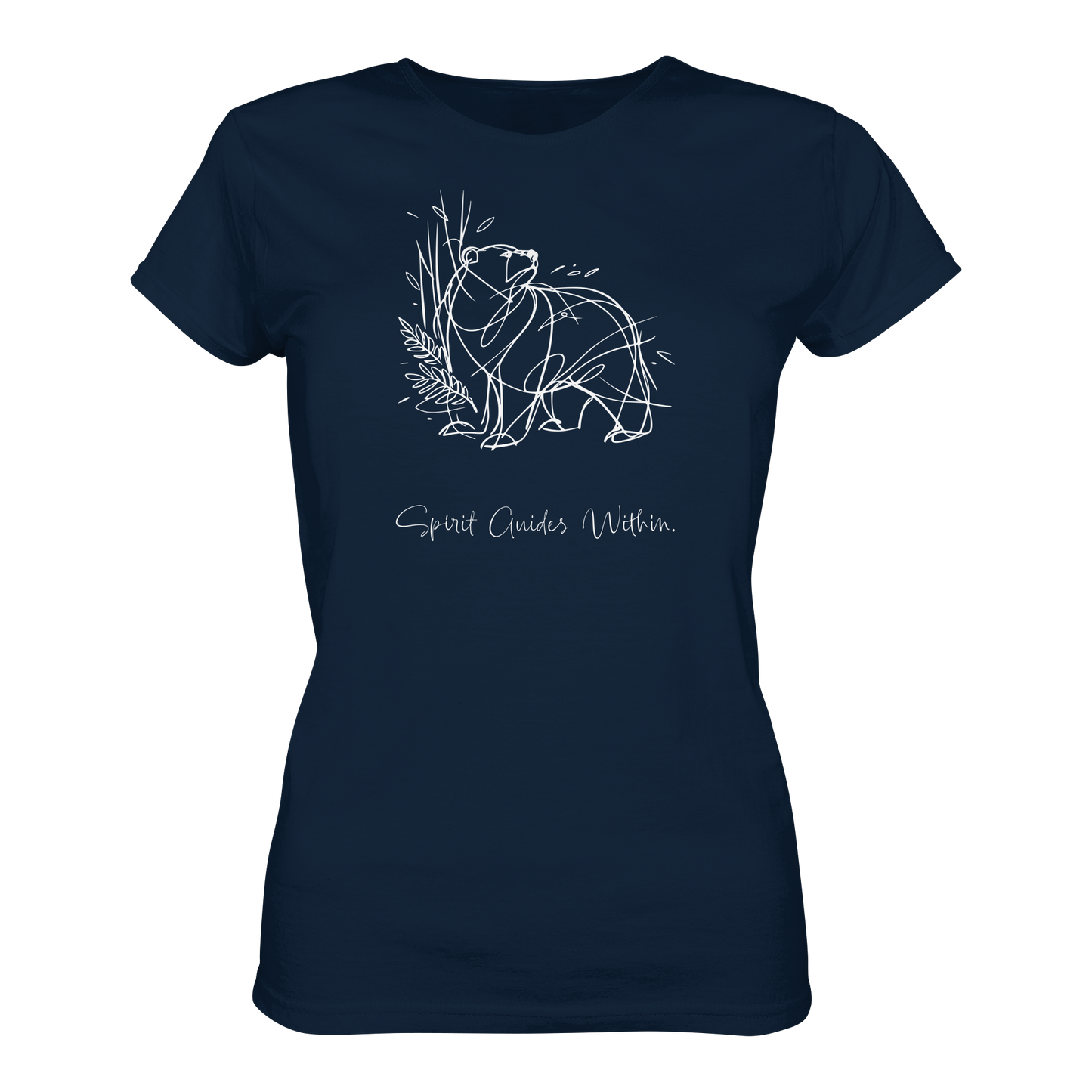 Bio Damen Shirt in Blue Soul mit Krafttier Bär Lineart Motiv