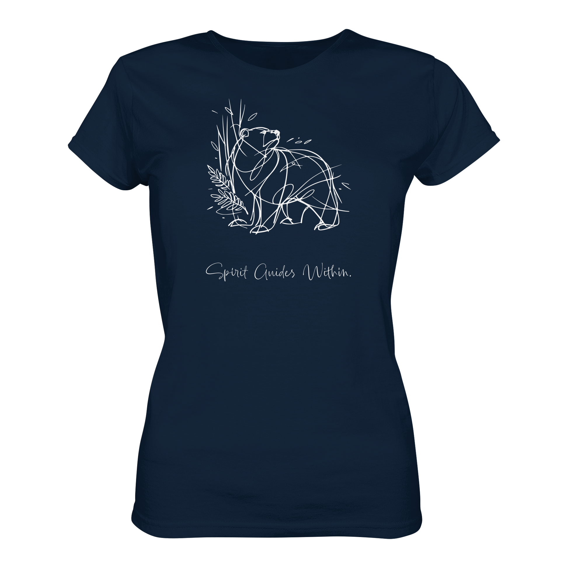 Bio Damen Shirt in Blue Soul mit Krafttier Bär Lineart Motiv