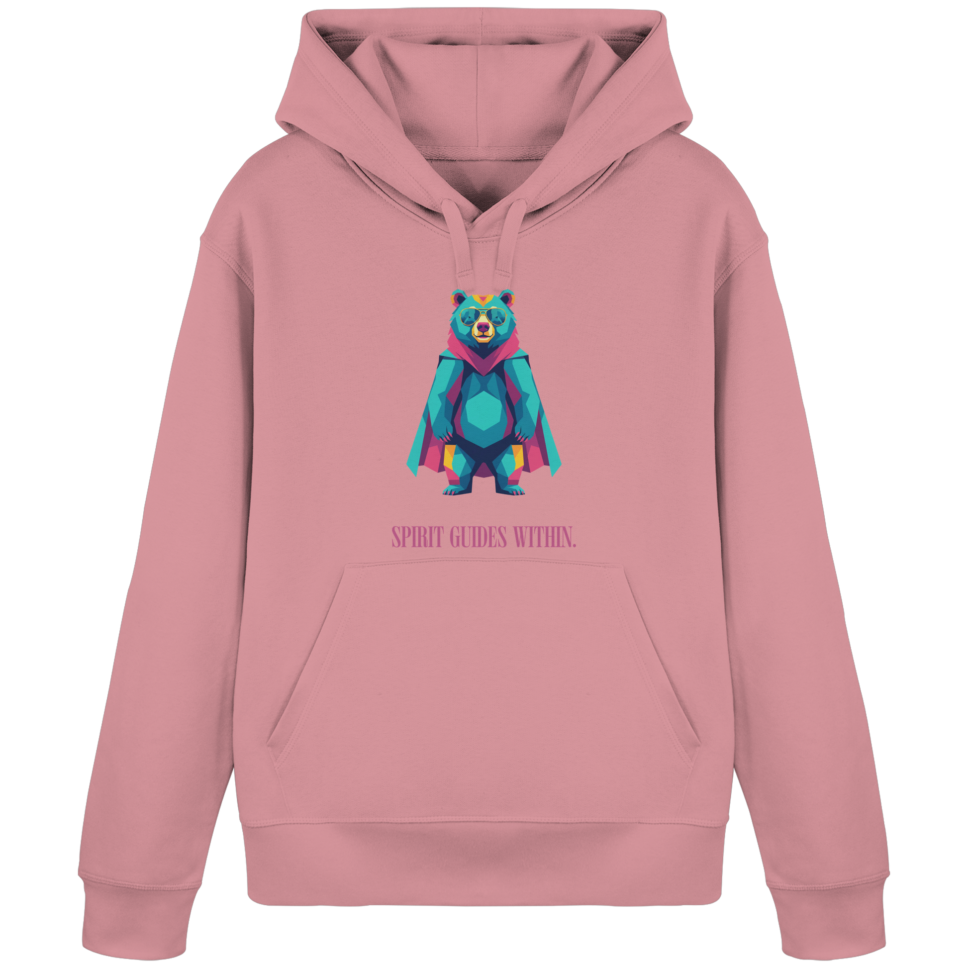 Bio Damen Hoodie in Anthracite mit Krafttier Bär Geometric Motiv