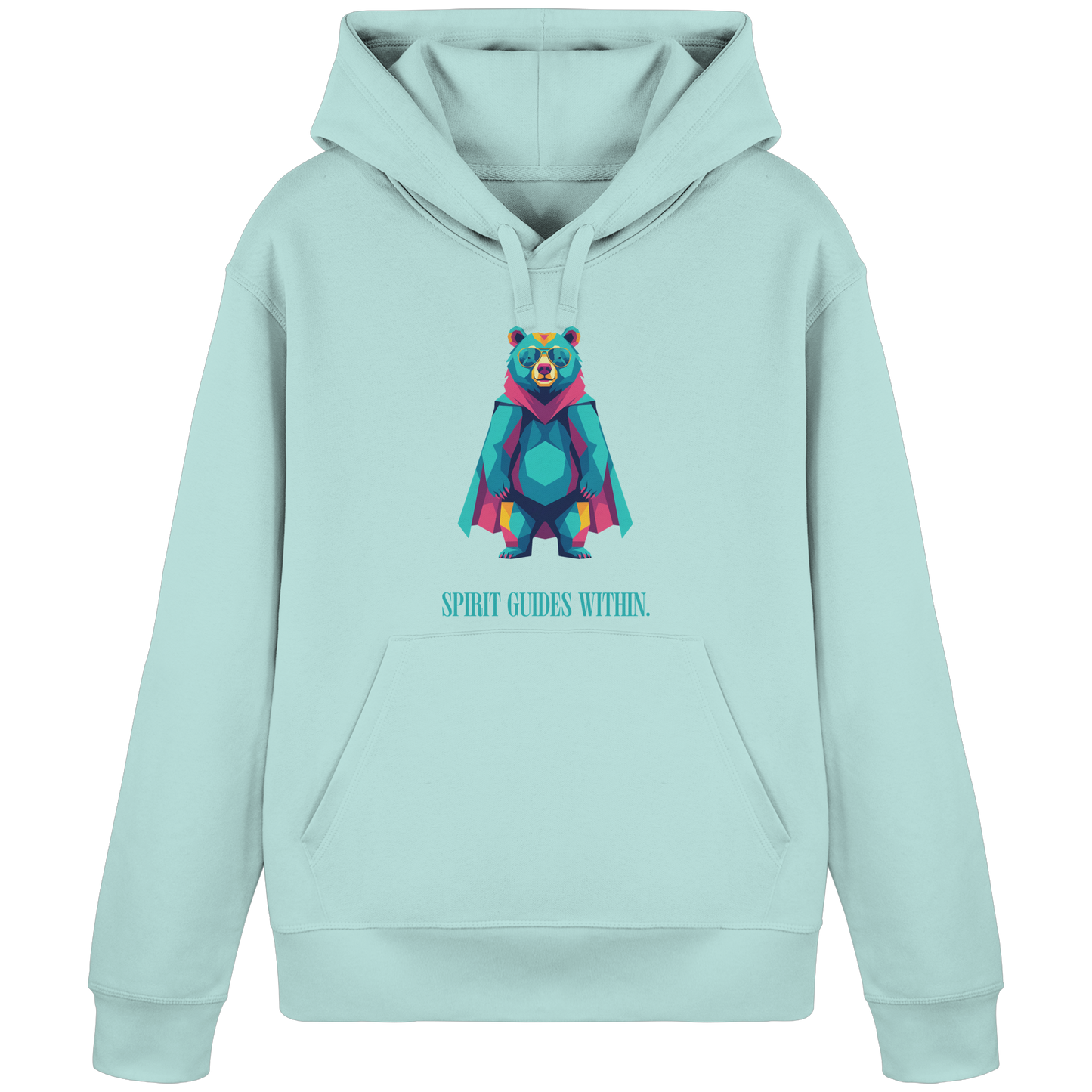 Bio Damen Hoodie in Anthracite mit Krafttier Bär Geometric Motiv