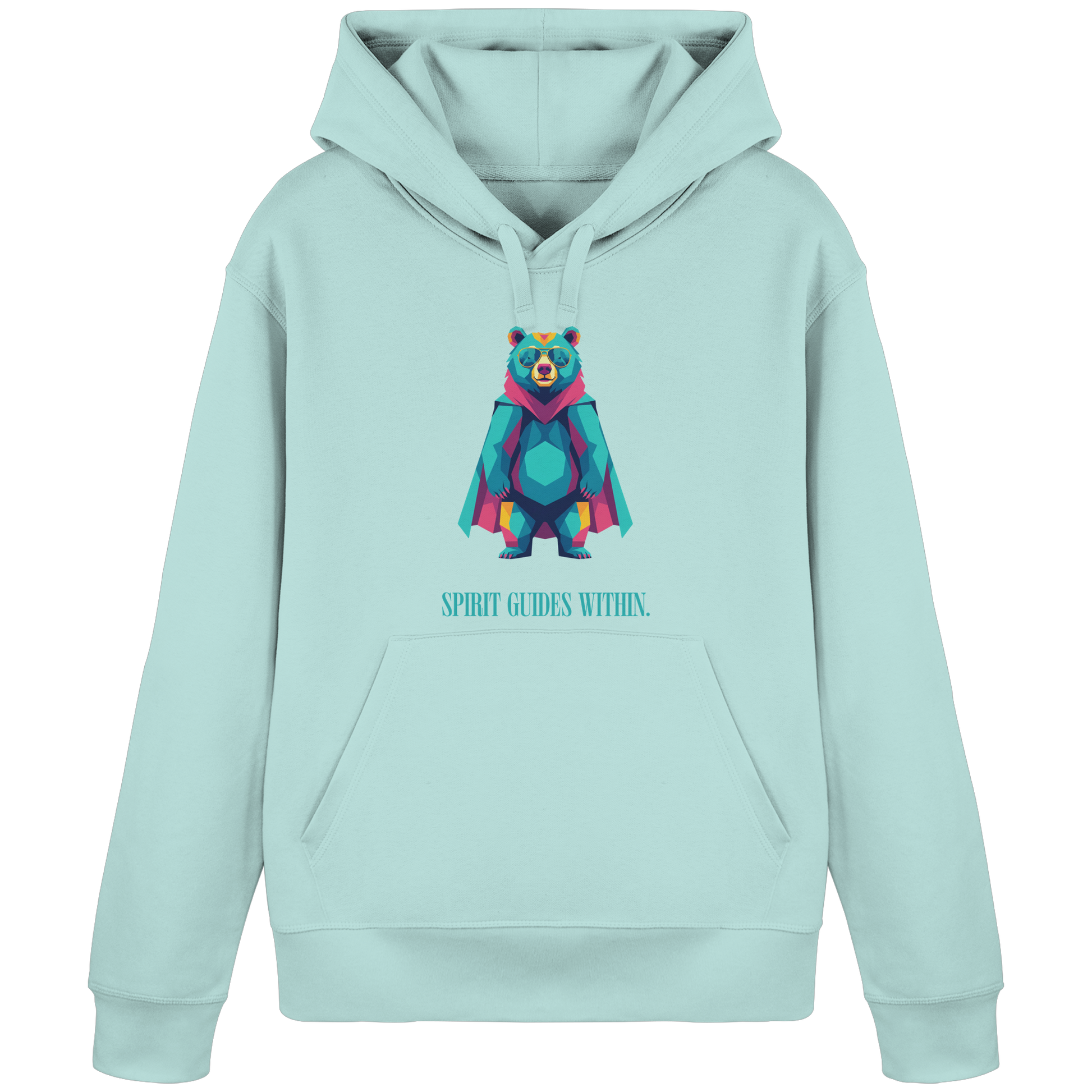 Bio Damen Hoodie in Anthracite mit Krafttier Bär Geometric Motiv