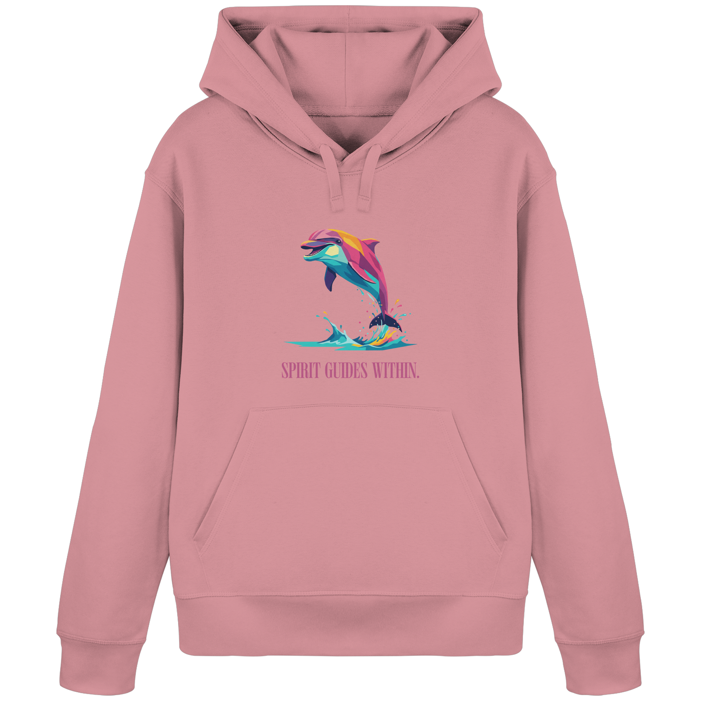 Bio Damen Hoodie in Anthracite mit Krafttier Delphin Geometric Motiv