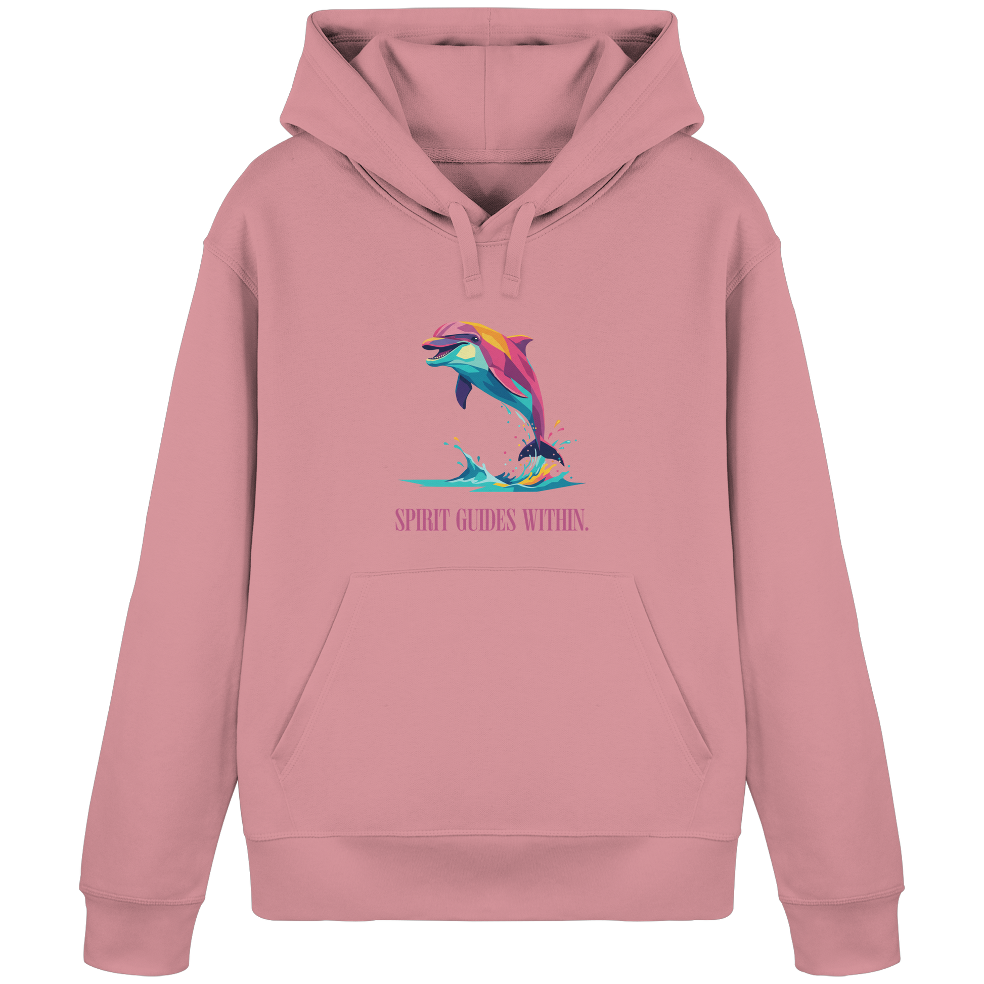 Bio Damen Hoodie in Anthracite mit Krafttier Delphin Geometric Motiv