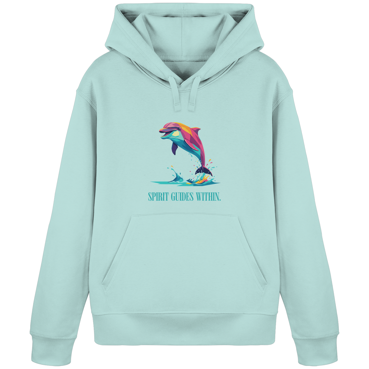 Bio Damen Hoodie in Anthracite mit Krafttier Delphin Geometric Motiv