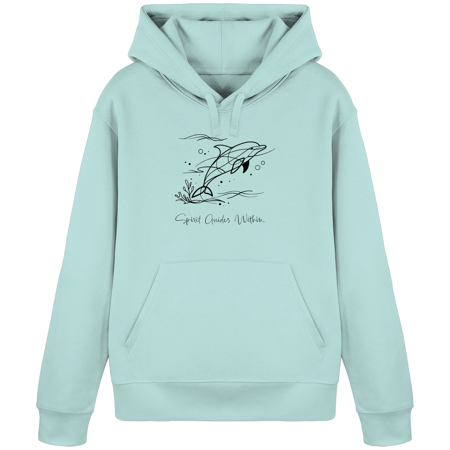 Bio Damen Hoodie in Canyon Pink mit Krafttier Delphin Lineart Motiv
