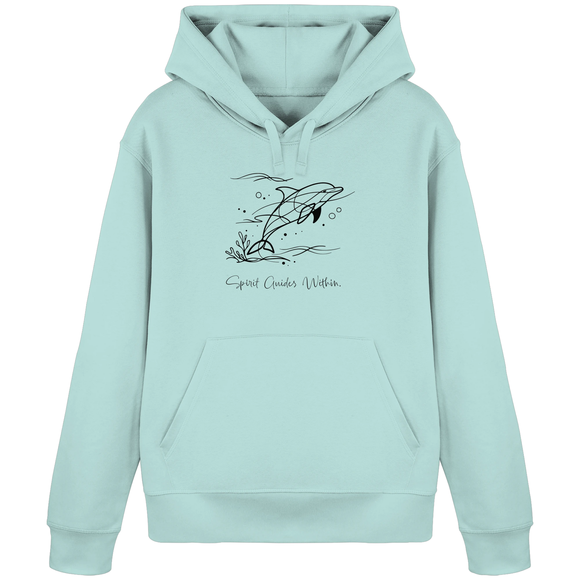 Bio Damen Hoodie in Canyon Pink mit Krafttier Delphin Lineart Motiv
