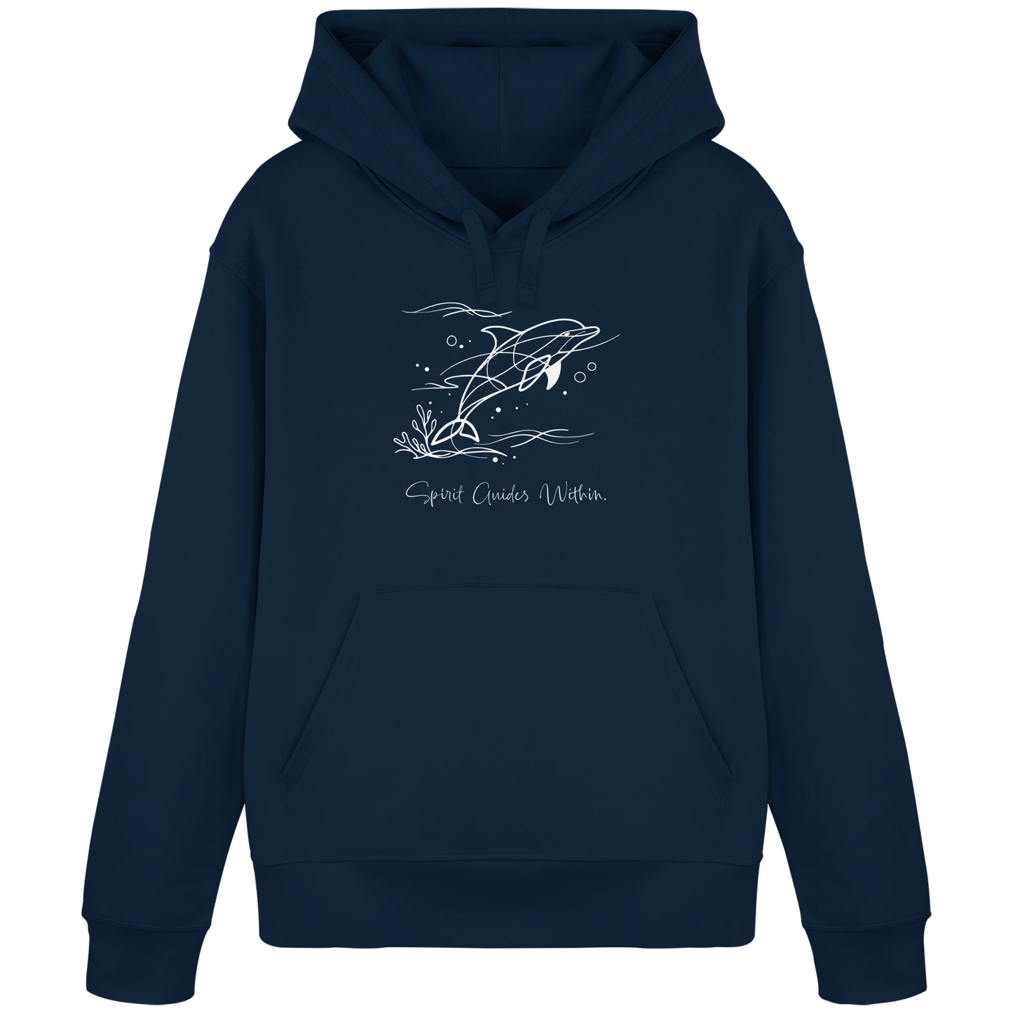 Bio Damen Hoodie in Canyon Pink mit Krafttier Delphin Lineart Motiv
