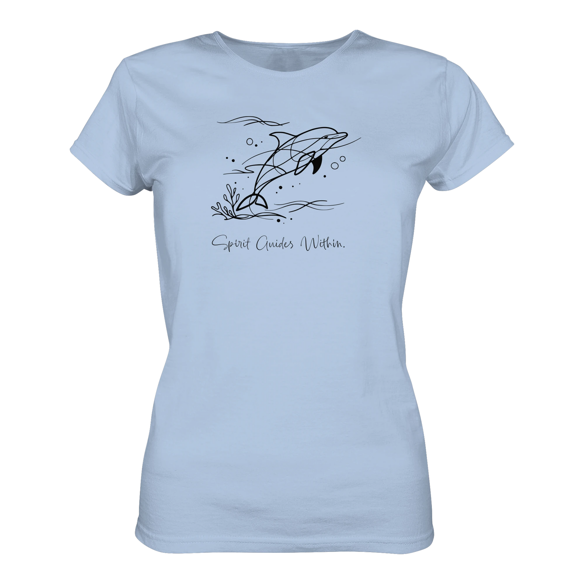 Bio Damen T-Shirt in Blue Soul mit Krafttier Delphin Lineart Motiv