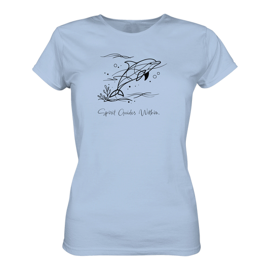 Bio Damen T-Shirt in Blue Soul mit Krafttier Delphin Lineart Motiv