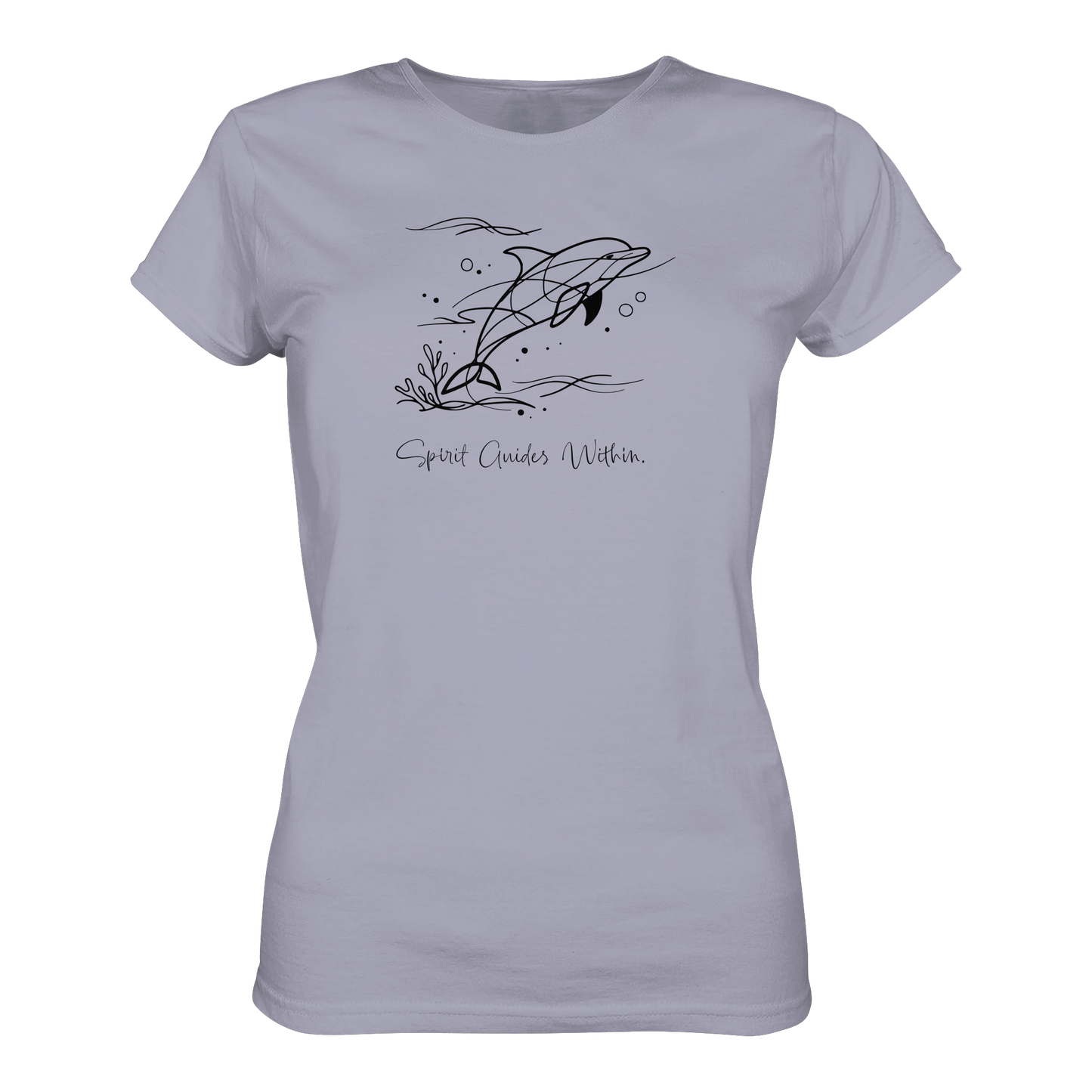 Bio Damen T-Shirt in Blue Soul mit Krafttier Delphin Lineart Motiv