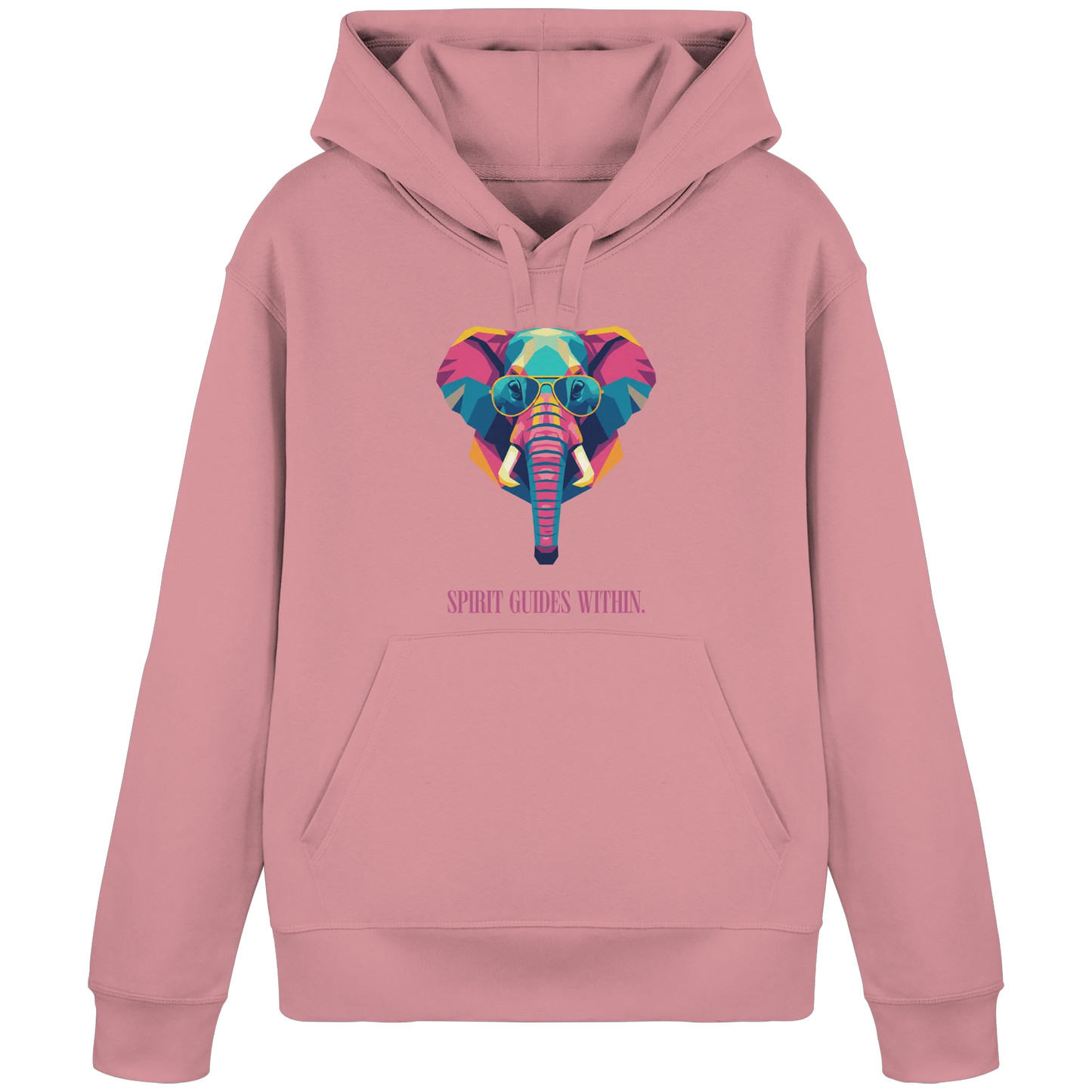 Bio Damen Hoodie in Anthracite mit Krafttier Elefant Geometric Motiv