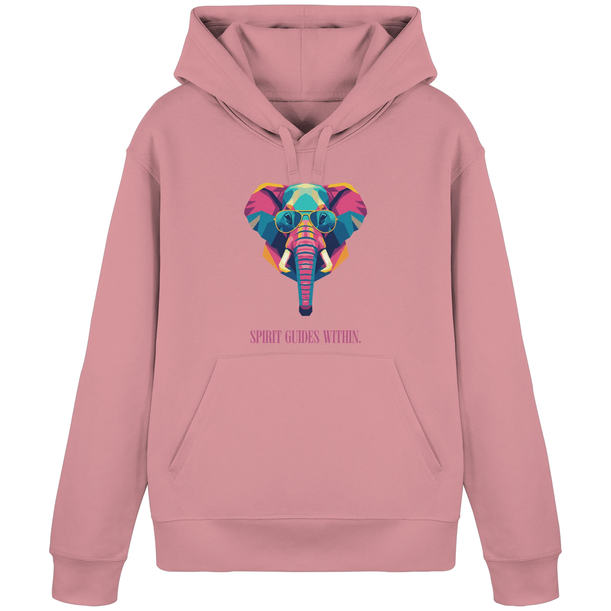 Bio Damen Hoodie in Anthracite mit Krafttier Elefant Geometric Motiv