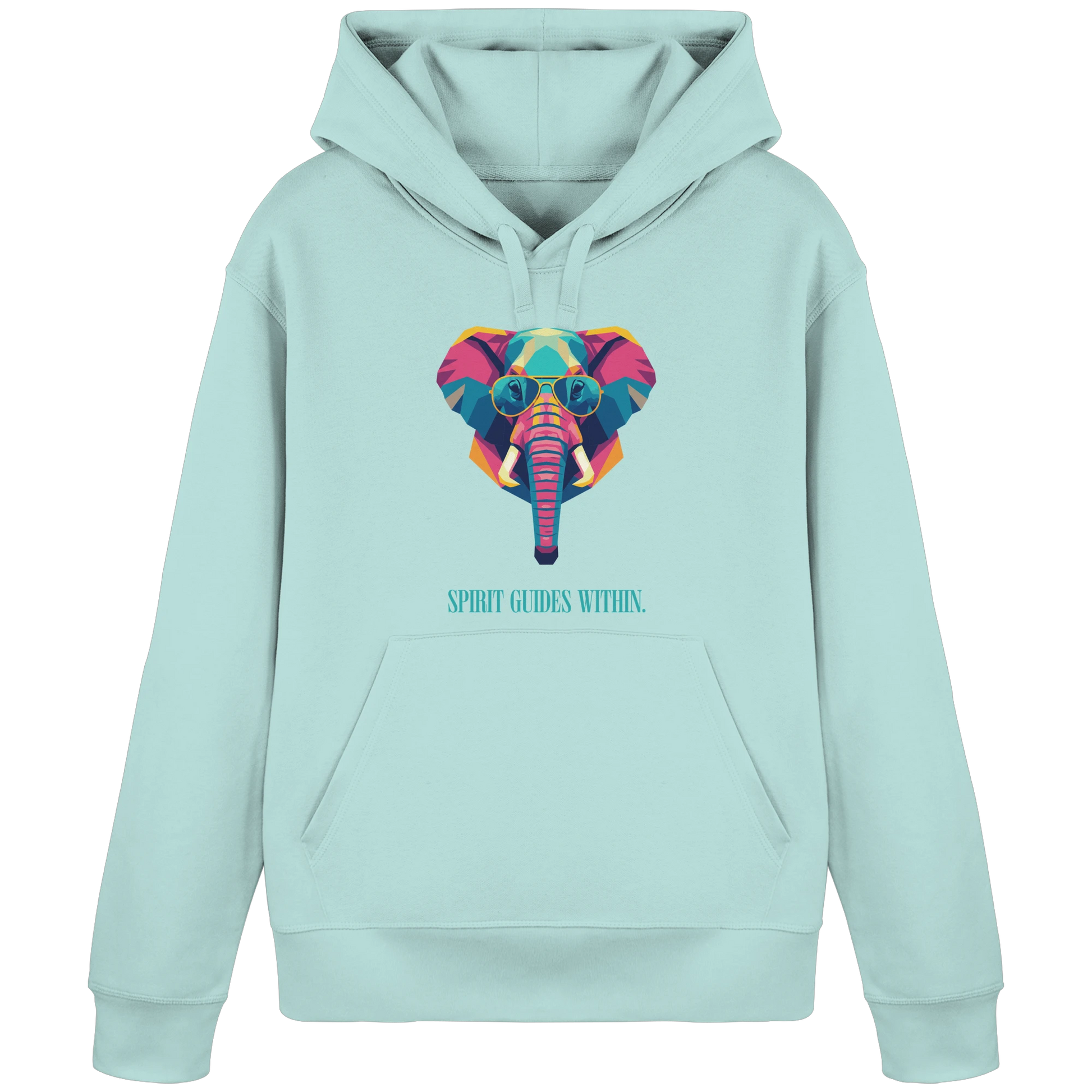 Bio Damen Hoodie in Anthracite mit Krafttier Elefant Geometric Motiv