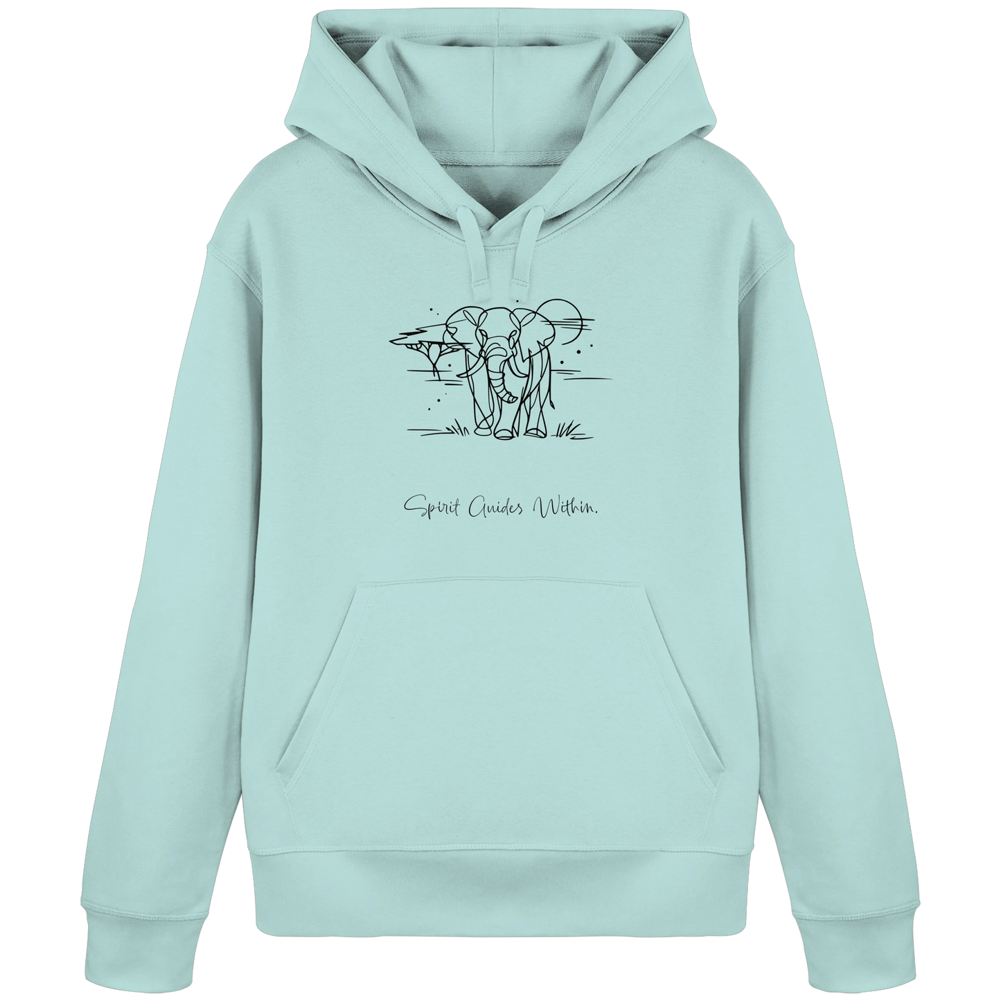 Bio Damen Hoodie in Canyon Pink mit Krafttier Elefant Lineart Motiv