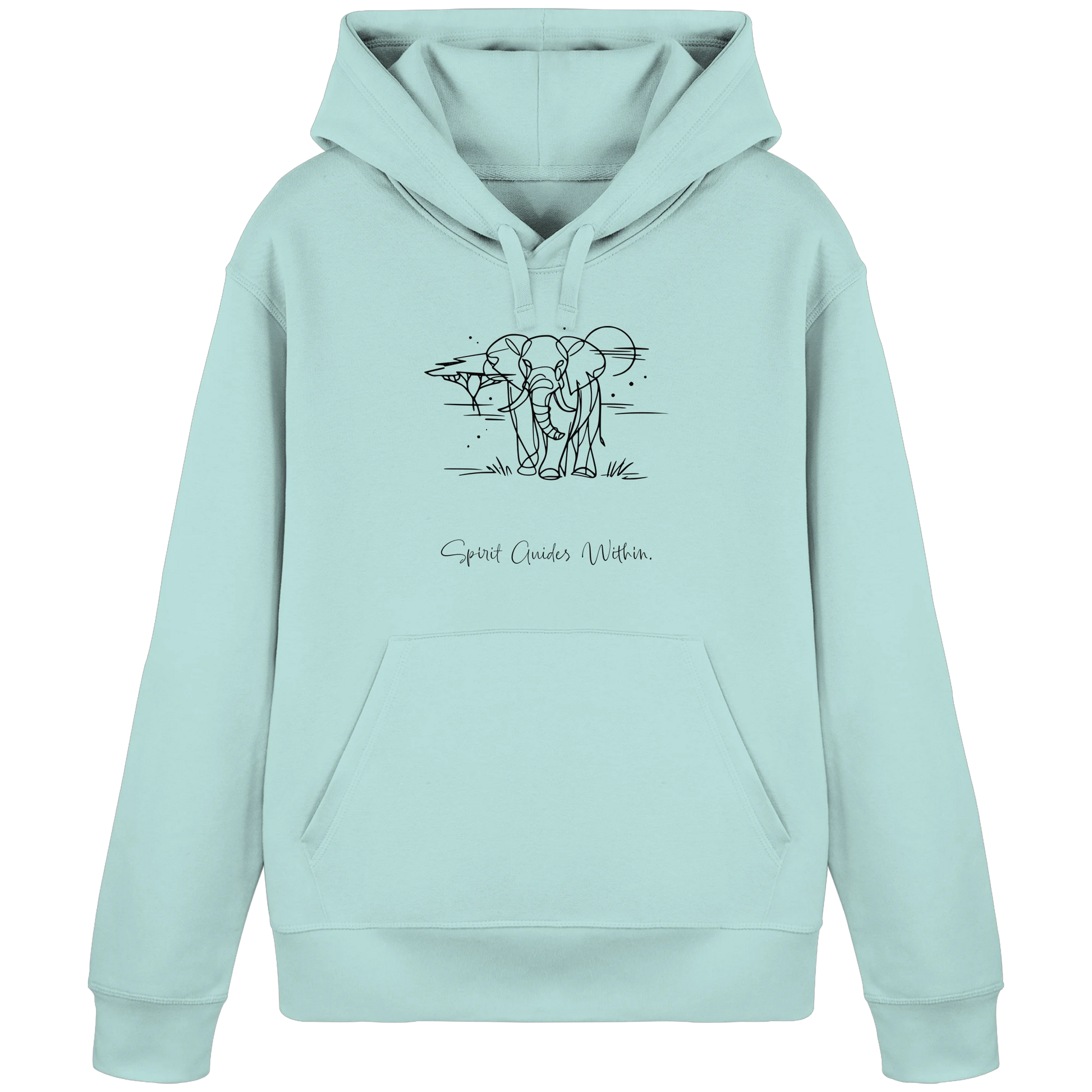 Bio Damen Hoodie in Canyon Pink mit Krafttier Elefant Lineart Motiv
