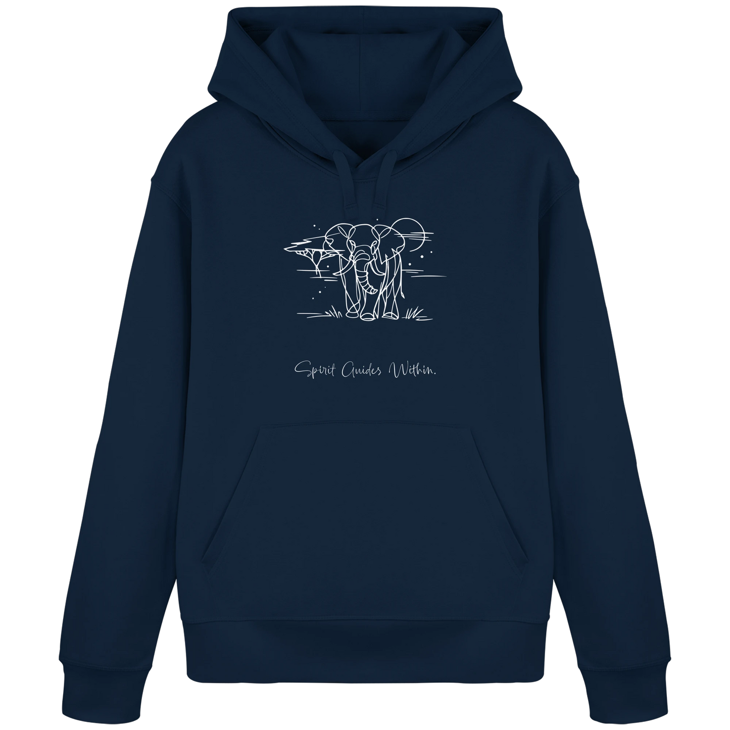 Bio Damen Hoodie in Canyon Pink mit Krafttier Elefant Lineart Motiv