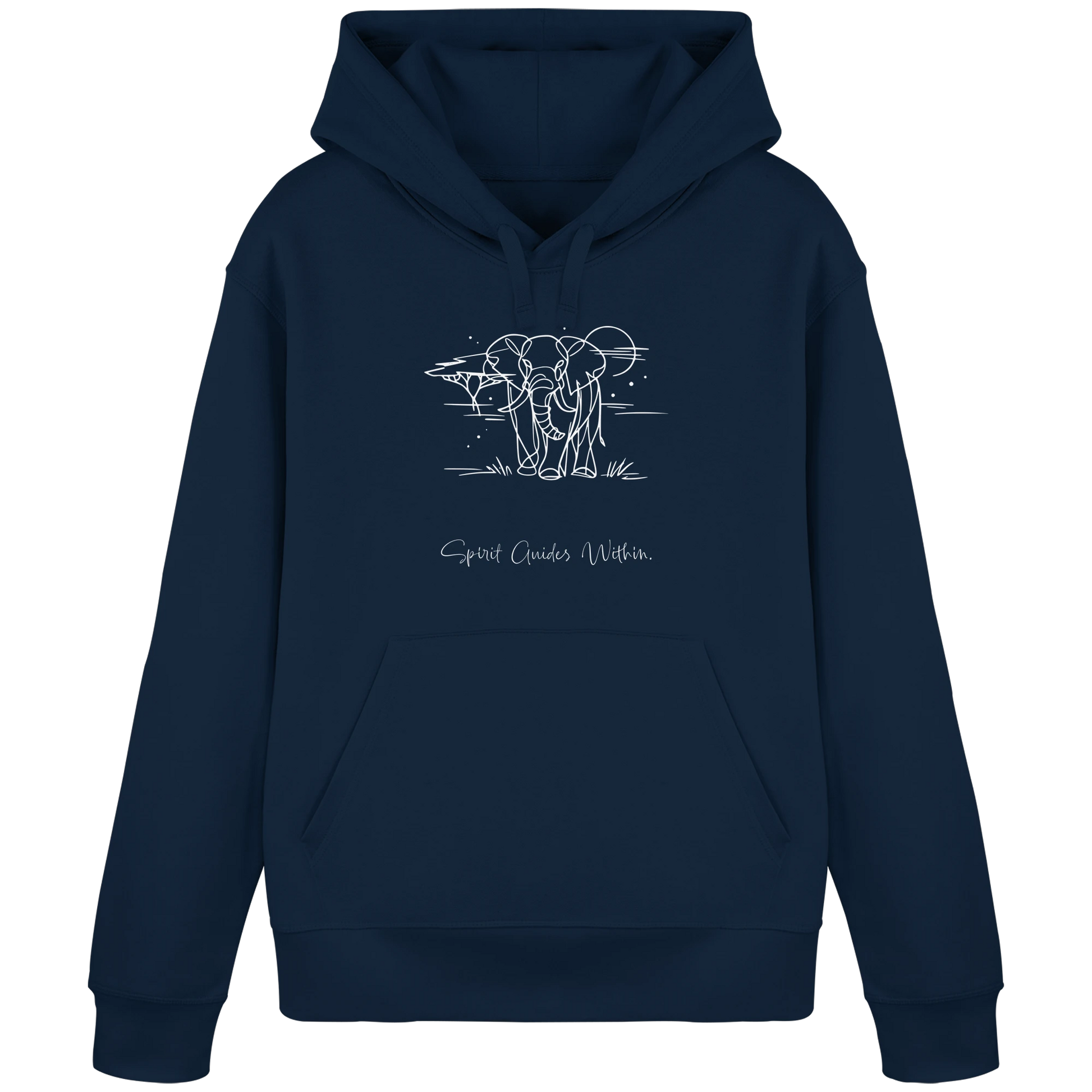 Bio Damen Hoodie in Canyon Pink mit Krafttier Elefant Lineart Motiv
