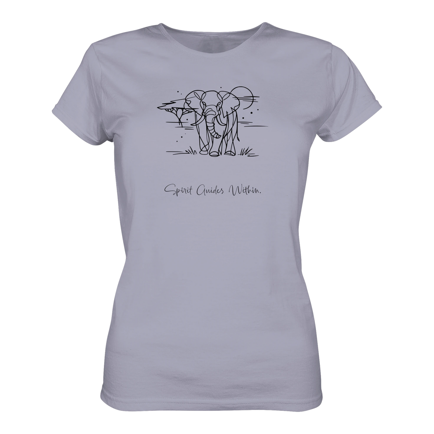 Bio Damen T-Shirt in Blue Soul mit Krafttier Elefant Lineart Motiv