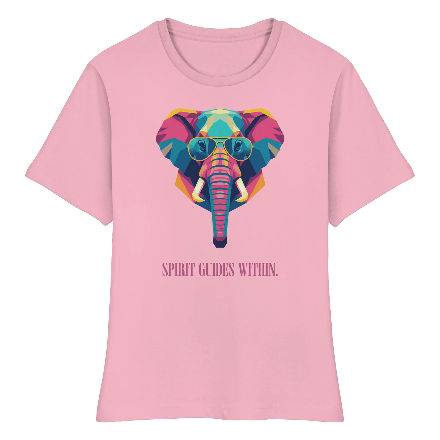 tailliertes Bio Damen Shirt in White mit Krafttier Elefant Geometric Motiv