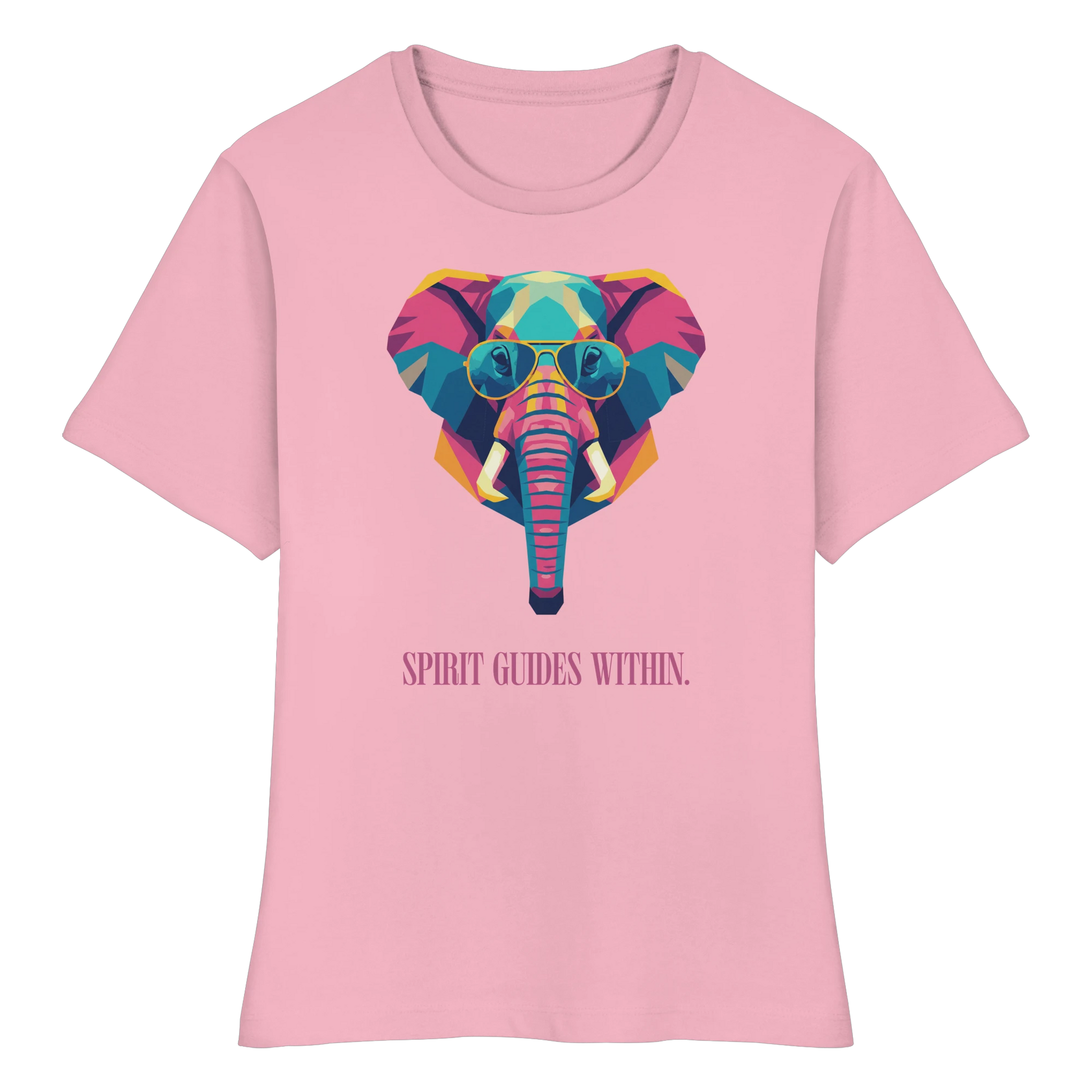 tailliertes Bio Damen Shirt in White mit Krafttier Elefant Geometric Motiv