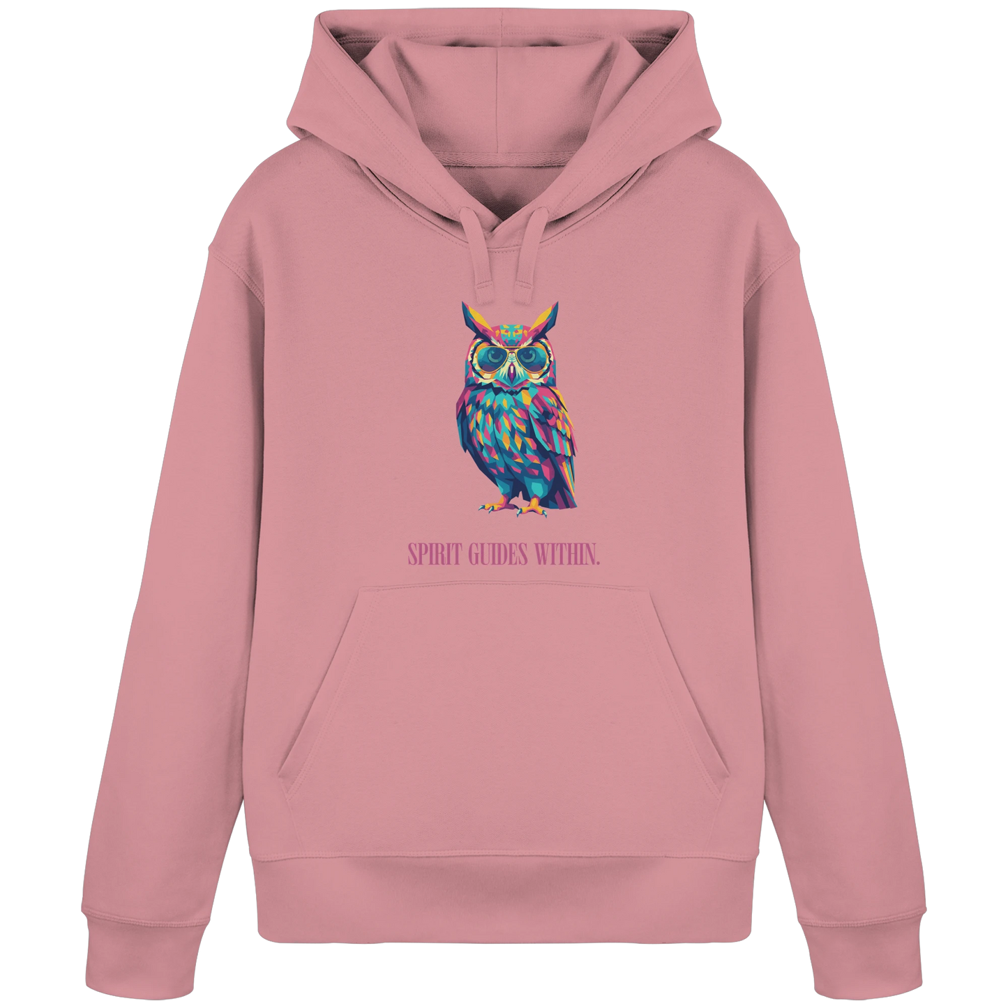 Bio Damen Hoodie in Anthracite mit Krafttier Eule Geometric Motiv