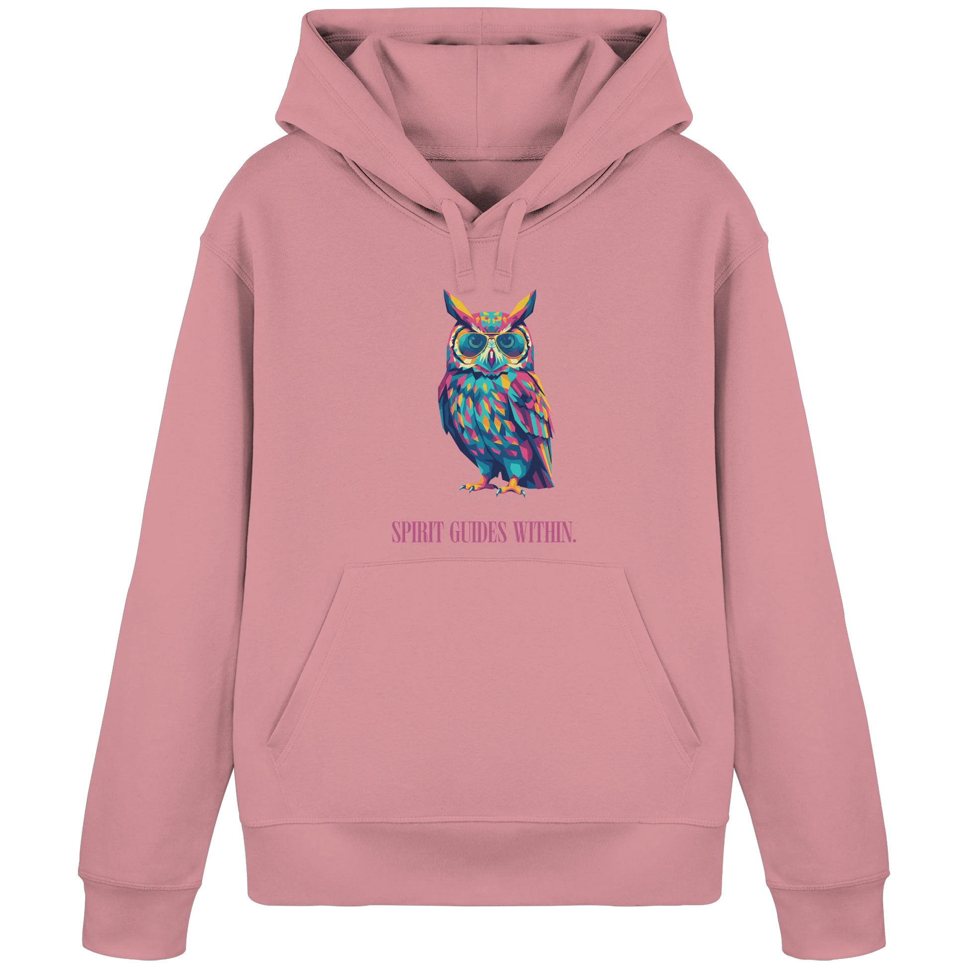 Bio Damen Hoodie in Anthracite mit Krafttier Eule Geometric Motiv
